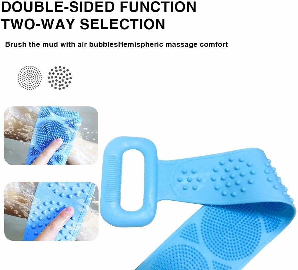 Exfoliating Silicone Bath Back Scrubber - Long Handle Shower Towel with Massage Bristles for Deep Cleaning & Skin Renewal | Perfect for Spa, Exfoliation & Relaxing Shower Experience