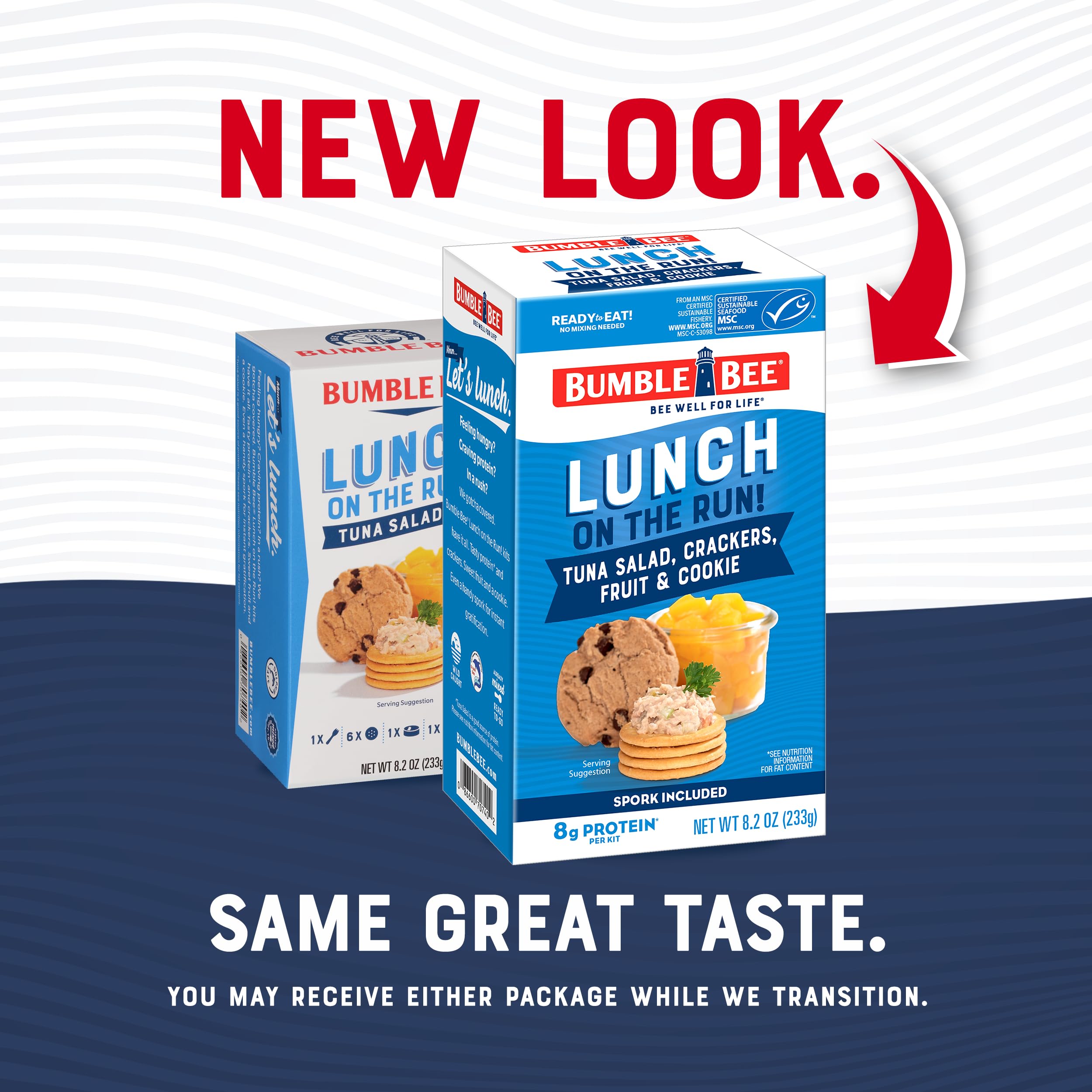 Bumble Bee Lunch On The Run Tuna Salad Kit with Crackers, Cookie & Peaches - 8.2 oz (Pack of 4) - Ready to Eat, Wild Caught Tuna - Shelf Stable, High Protein Snack for Office, School, Travel & Outdoor Activities