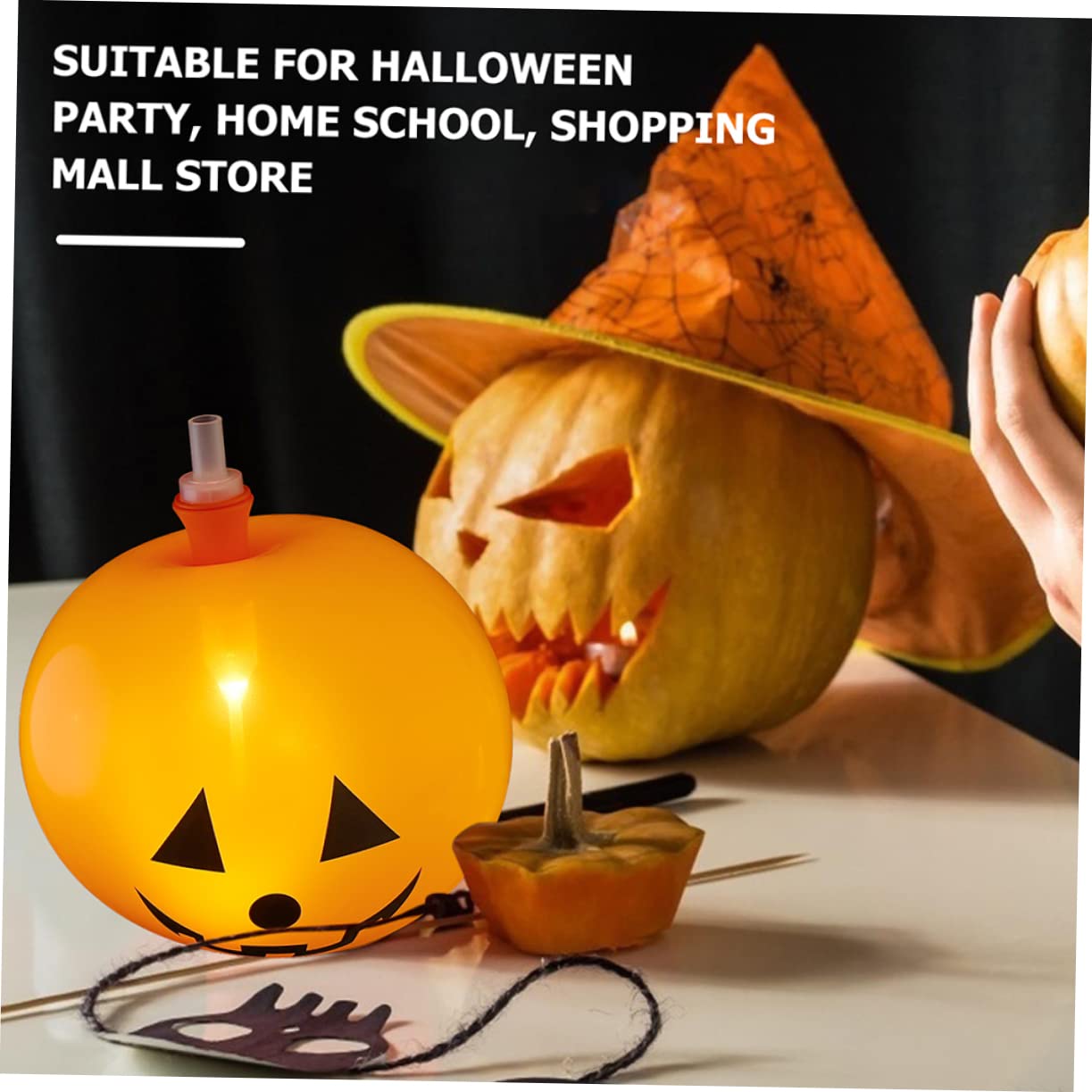 80 Pcs Halloween Pumpkin Balloons - Orange & Black Party Decorations for Kids, Halloween Party Supplies, Outdoor & Indoor Decor, Birthday, Fall Festival Decorations