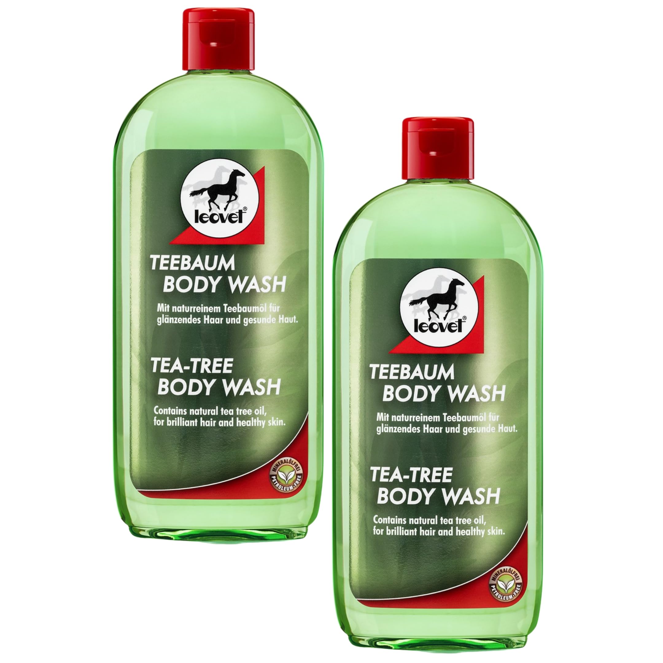 RL24 Leovet Tea Tree Body Wash for Horses - Soothes Itching & Skin Irritation - Natural Horse Shampoo with Tea Tree Oil - Nourishes Skin & Coat - 2 x 500ml Bottles (2-Pack) - Ideal for Grooming, Show Prep & Daily Horse Care