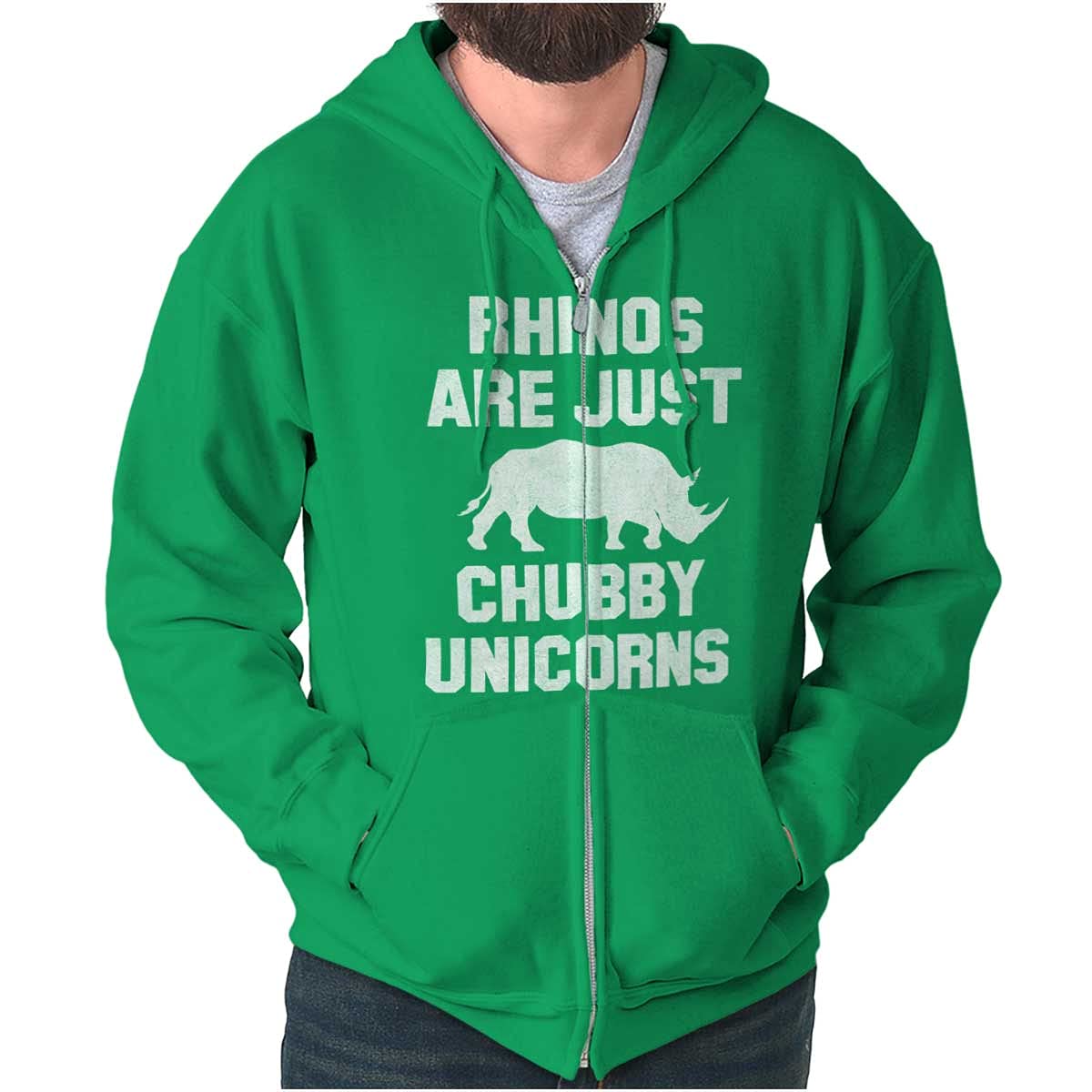 Rhinos Are Just Chubby Unicorns Zip Up Hoodie for Men & Women - Cozy Casual Wear for Street Style, Lounge & Outdoor Activities