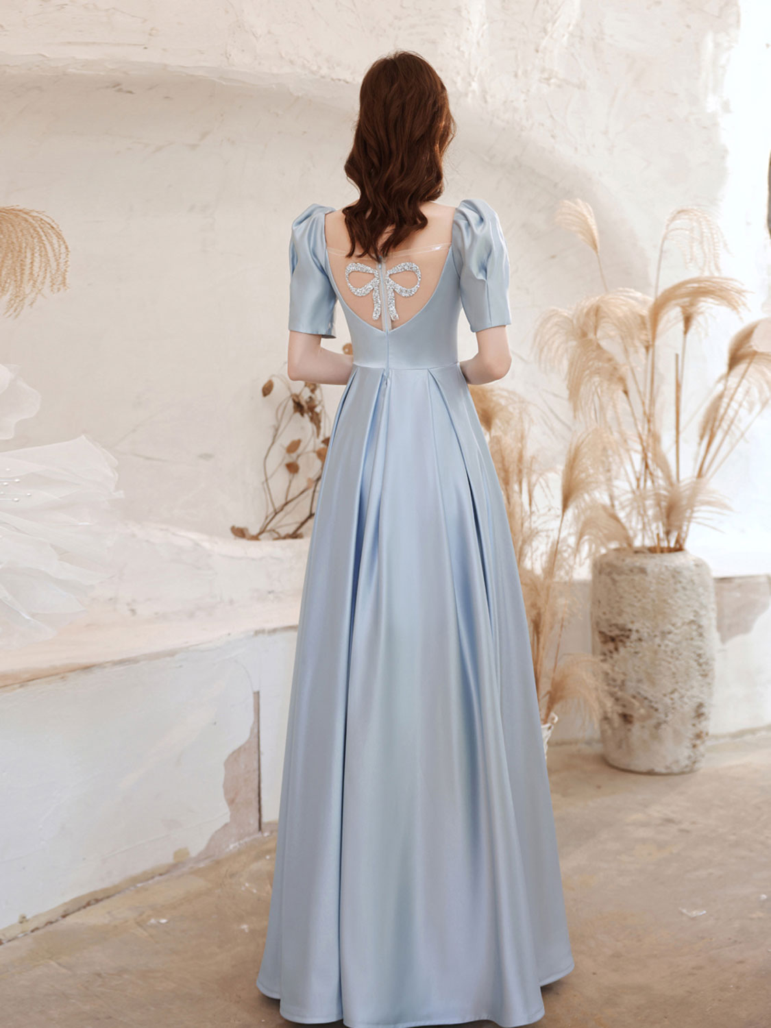 Elegant A-Line Square Neck Satin Long Prom Dress in Royal Blue | Formal Evening Gown for Homecoming, Ball & Special Occasions