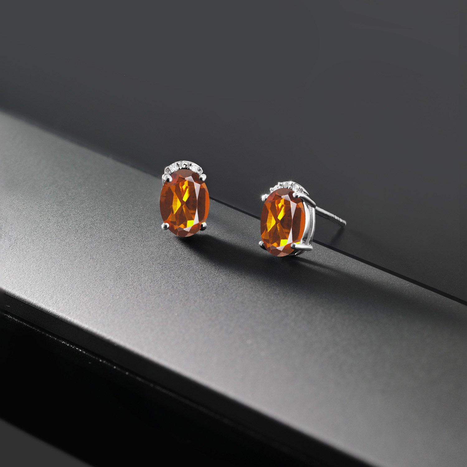 7X5MM Oval Gemstone & White Diamond Earrings in 10K Solid Gold | Birthstone Jewelry for Women, Mom, Wife | Elegant Gift for Anniversary, Birthday, Valentine's Day | Perfect for Everyday Wear & Special Occasions