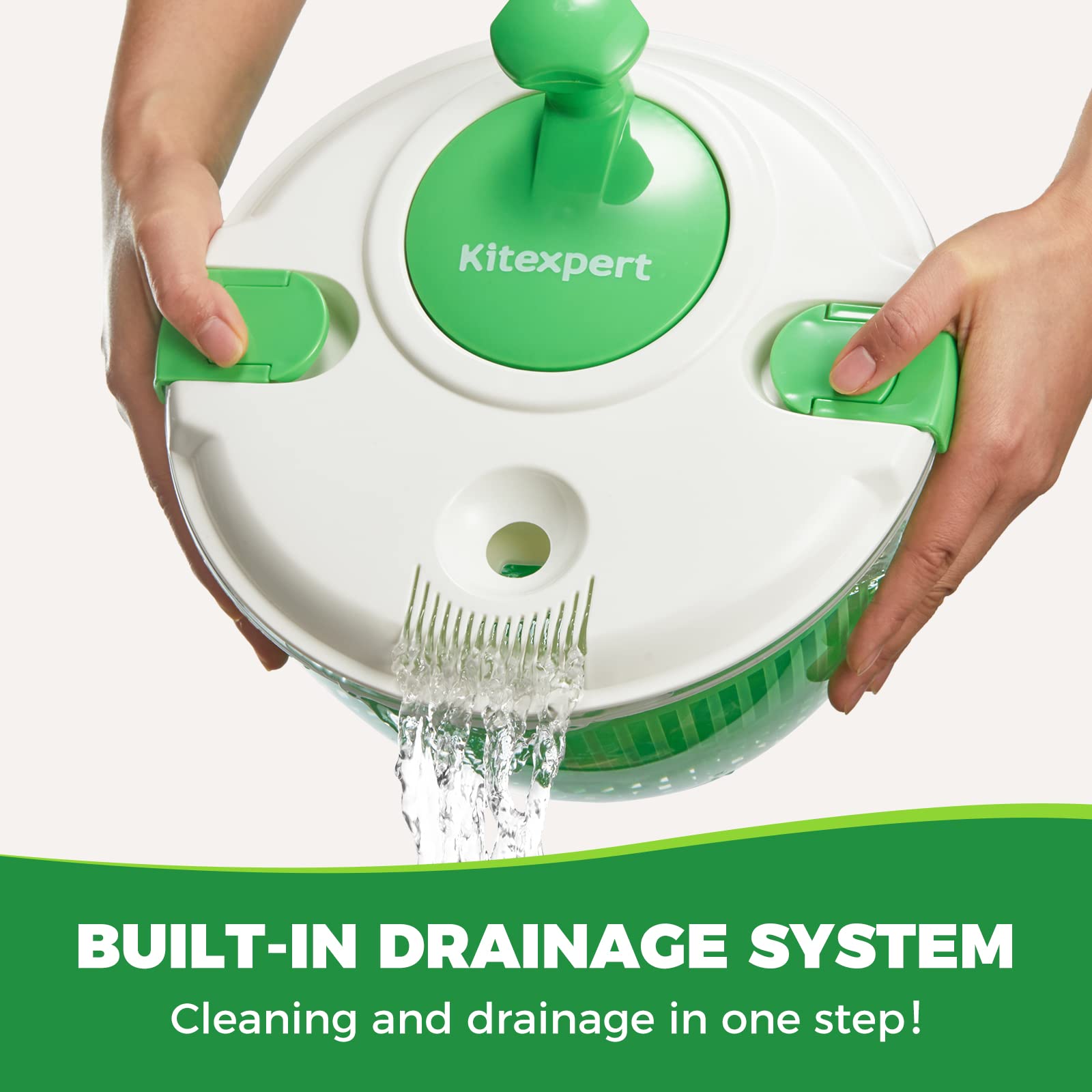 Kitexpert 5.28 Qt Salad Spinner - Manual Vegetable Dryer for Lettuce & Fruit Washing - Kitchen Prep Essential