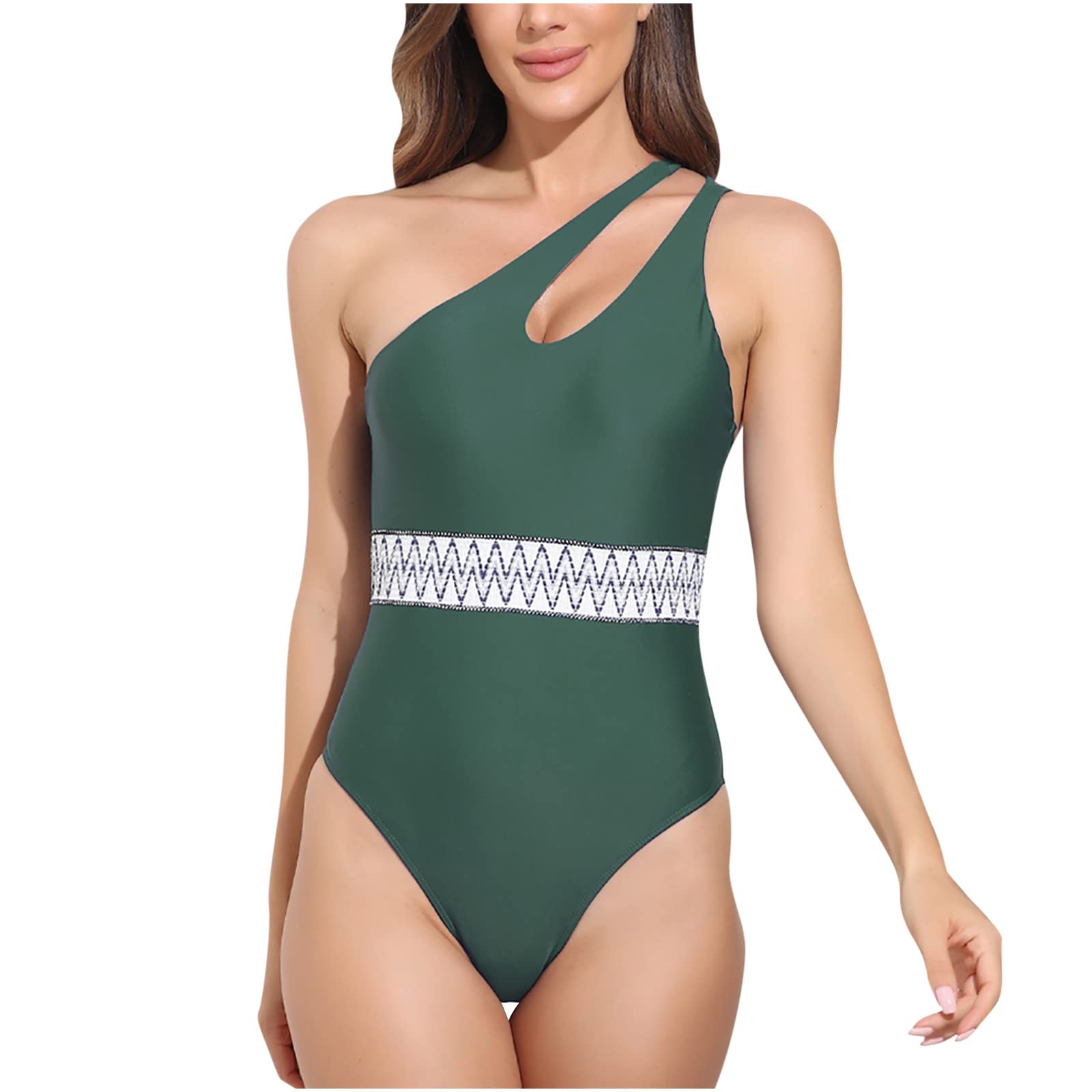 Women's One Piece Swimsuit Tummy Control Bandage Monokini - Colorblock Design with Deep V Neck & Adjustable Straps | Perfect for Beach, Pool, Vacation & Summer Water Activities