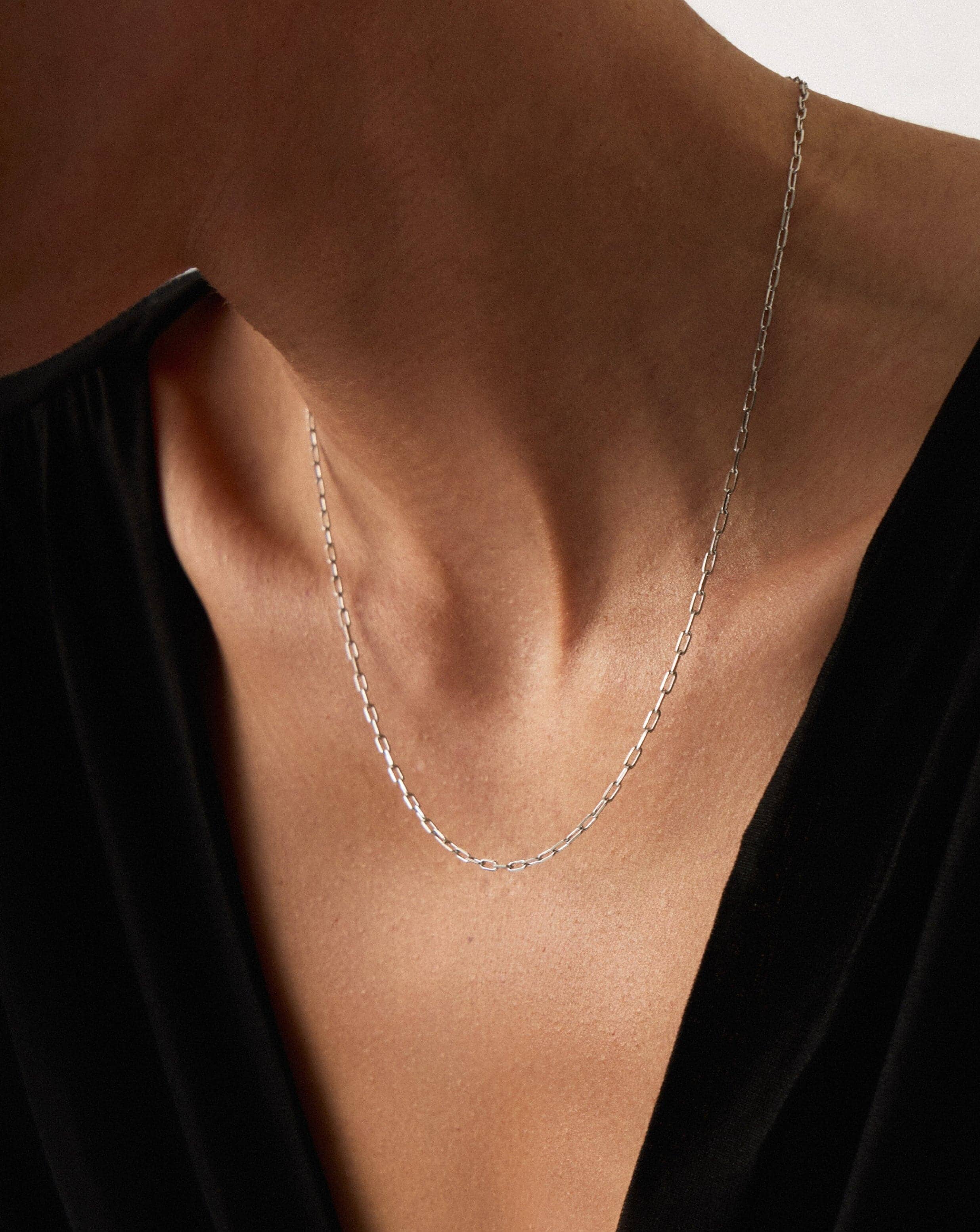 14K Solid White Gold Paperclip Chain Necklace - Classic Minimalist Jewelry for Women, Gift for Her | Perfect for Everyday Wear, Layering & Special Occasions