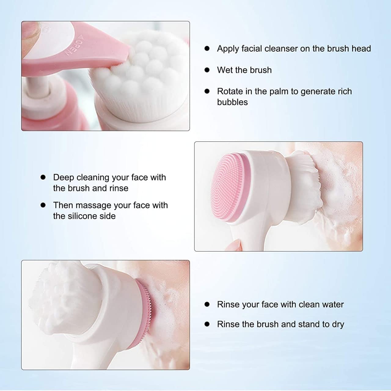 **Cavernshop Silicone Facial Cleansing Brush – 2-in-1 Face Wash & Massager for Deep Pore Exfoliation, Makeup Removal & Dry Skin Care – Perfect for Women & Girls (Ideal for Daily Skincare & Spa-Like Pampering)**