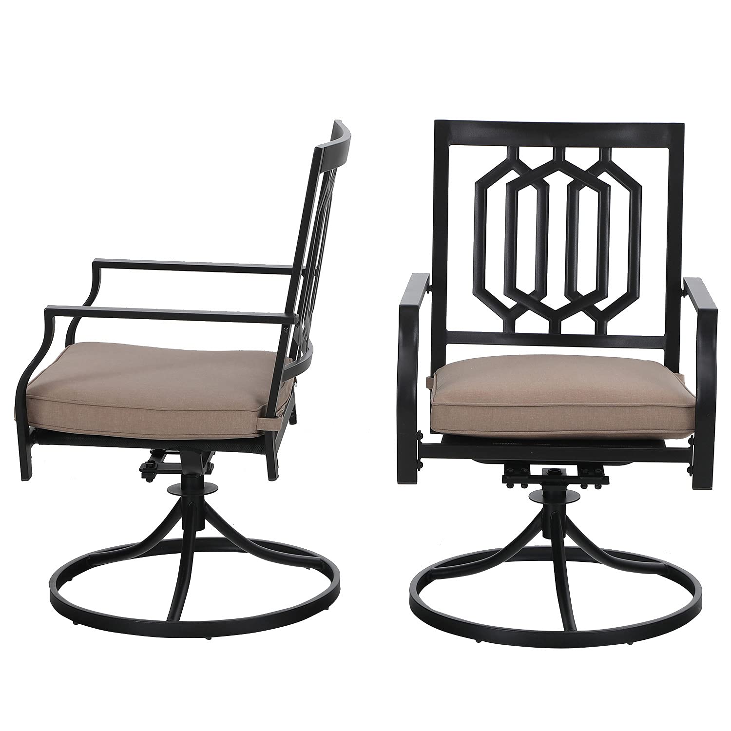 Sophia & William 2-Piece Outdoor Metal Swivel Rocking Chair Set with Cushions - 300 lb Capacity Patio Dining Furniture for Garden, Backyard, Bistro & Poolside Relaxation
