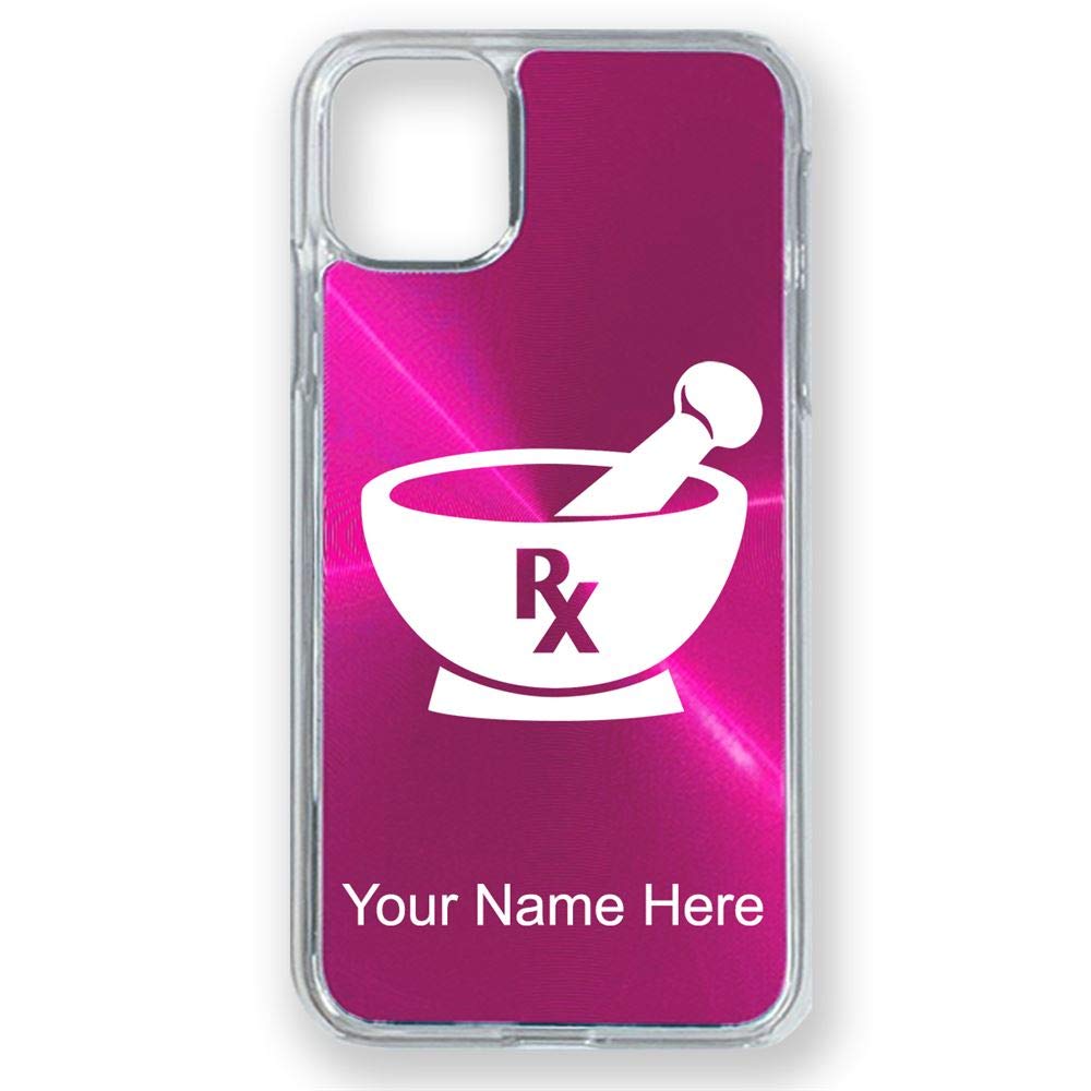 **iPhone 11 Pro Max Case with Rx Pharmacy Symbol - Personalized Engraving, Shockproof & Scratch-Resistant Cover (Pink) - Perfect for Medical Professionals & Healthcare Workers**