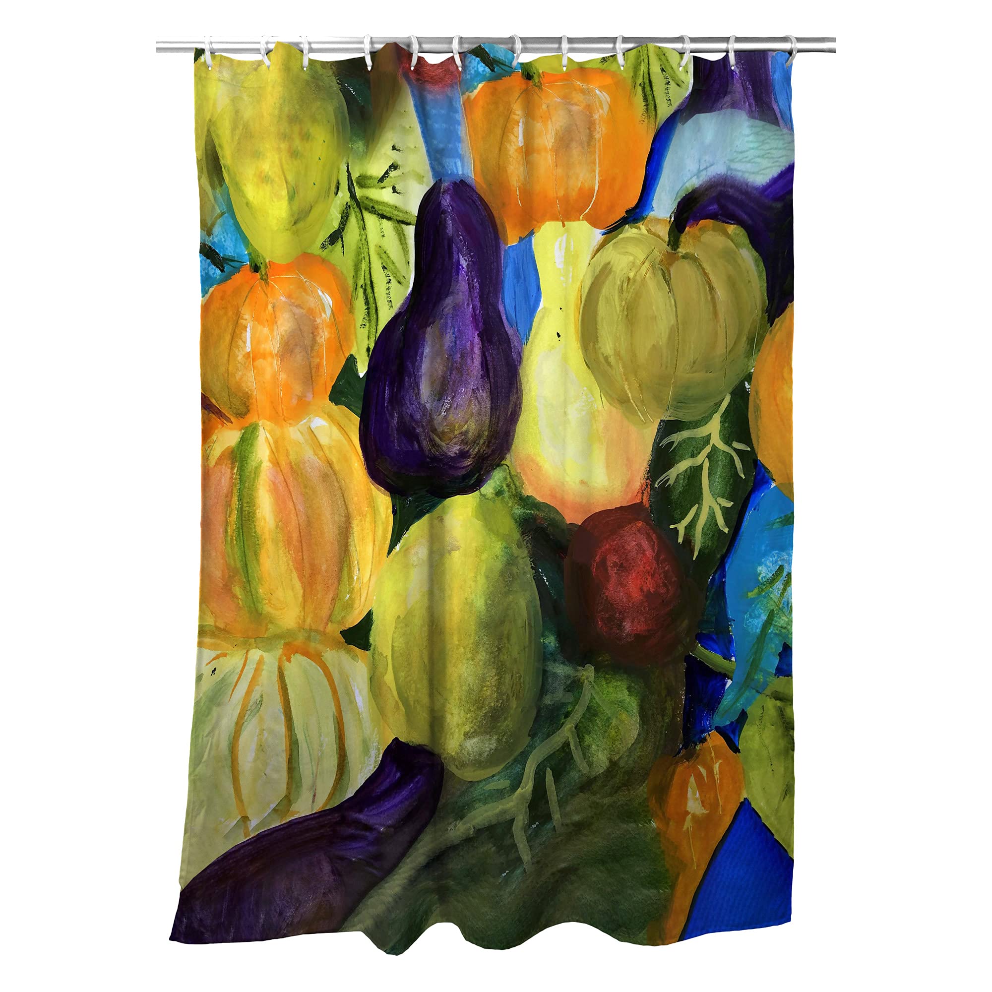 Betsy Drake Gourds II Shower Curtain - Vintage Floral Bathroom Decor, Waterproof Polyester Fabric with 12 Hooks - Perfect for Farmhouse, Cottage & Boho Style Bathrooms