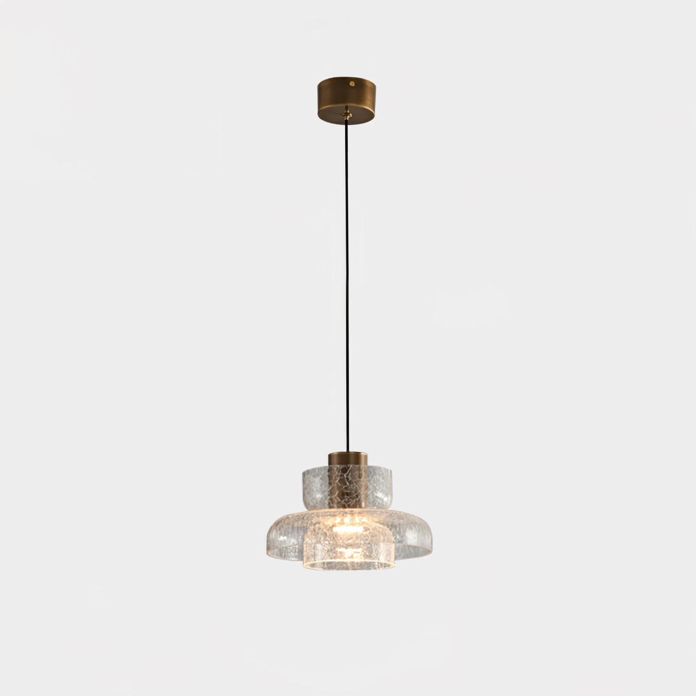 Modern Glacier Crackle Glass Pendant Light - Handcrafted Vintage Style Ceiling Lamp for Dining Room, Kitchen Island & Bedroom Lighting