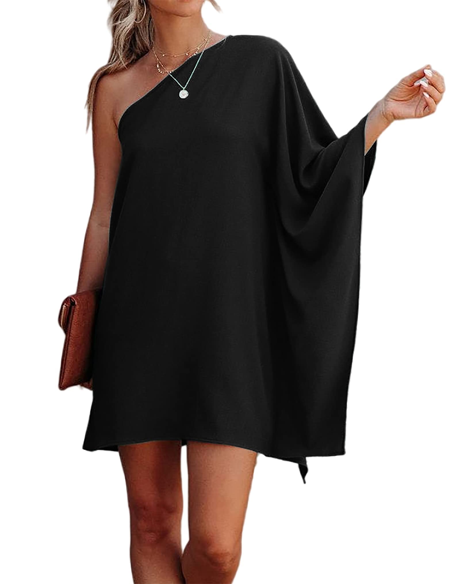 Women's Off Shoulder Ruffle Sleeve Bodycon Mini Dress - Sexy Clubwear & Casual Summer Party Outfit for Night Out, Date Night, and Beach Vacations