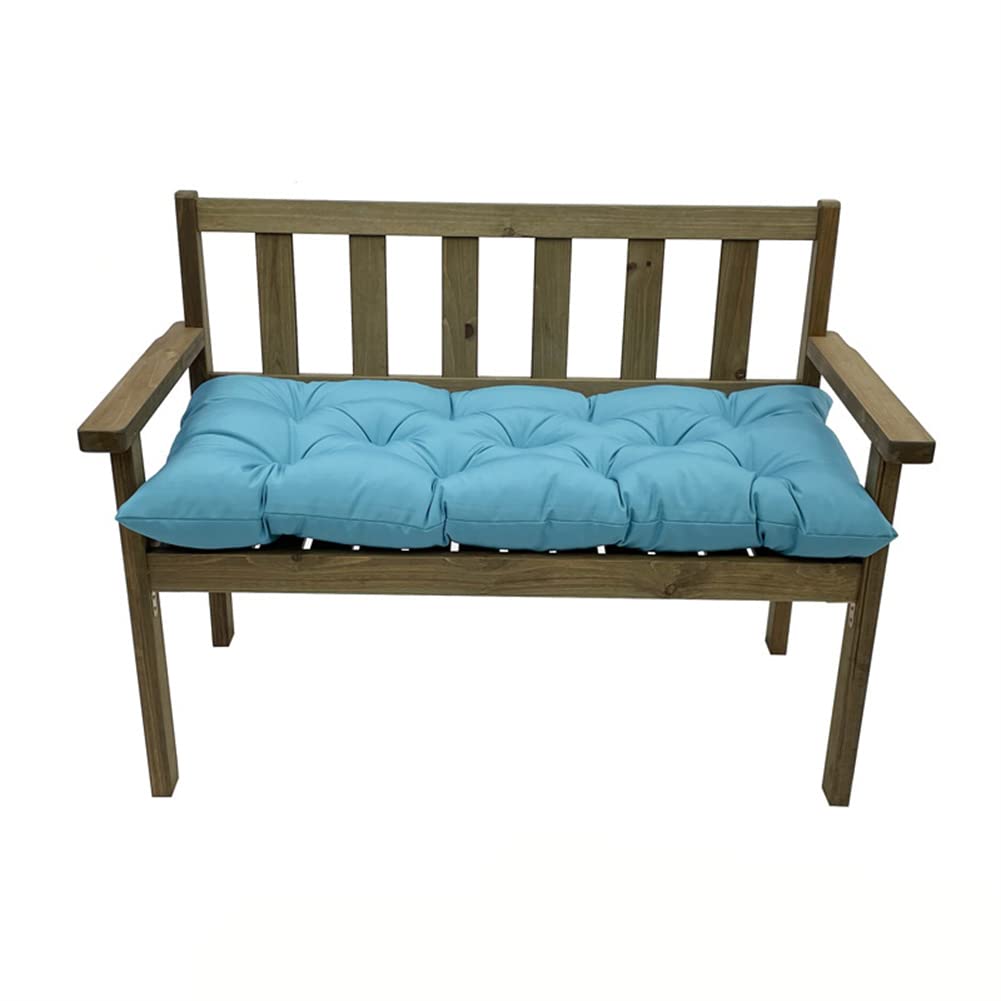 Waterproof Outdoor/Indoor Bench Cushion - Non-Slip Patio Swing Chair Cushion with Ties - 47.2 x 19.7 Inch Blue Cushion for Garden, Porch, Wicker Furniture - Perfect for Backyard Relaxation & Outdoor Seating Comfort