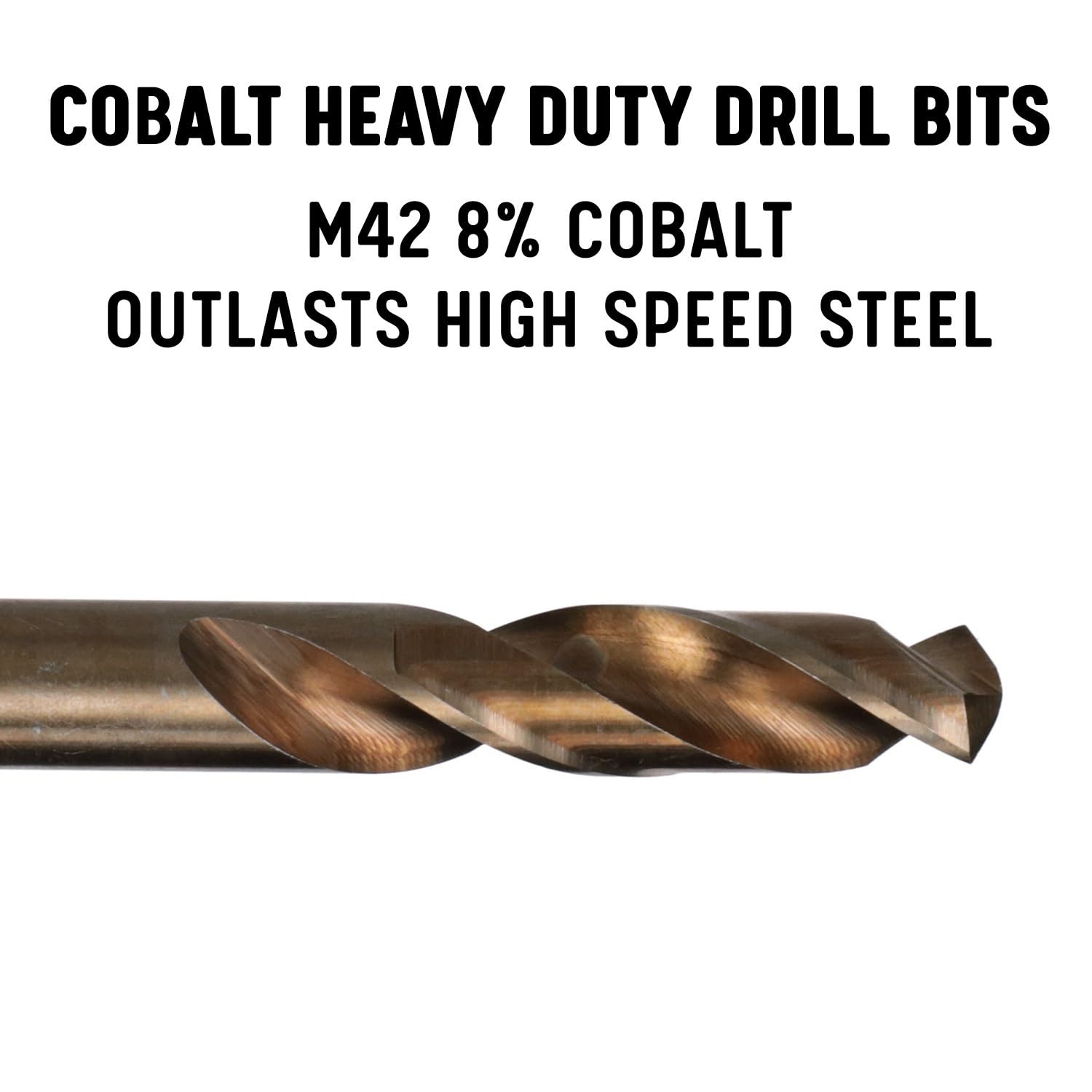 Drill America F Cobalt Heavy Duty Split Point Stub Drill Bit Set - 12-Piece D/ASTCO Series for Metal, Wood & Tough Materials | High Speed Steel Drill Bits for Professional & DIY Projects
