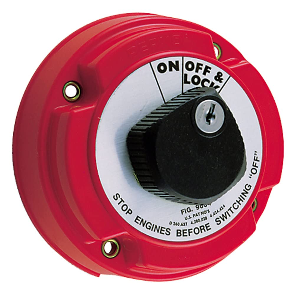 Perko 9602DP Medium Duty Marine Battery Disconnect Switch with Key Lock - Perfect for Boats, RVs & Off-Grid Power Systems
