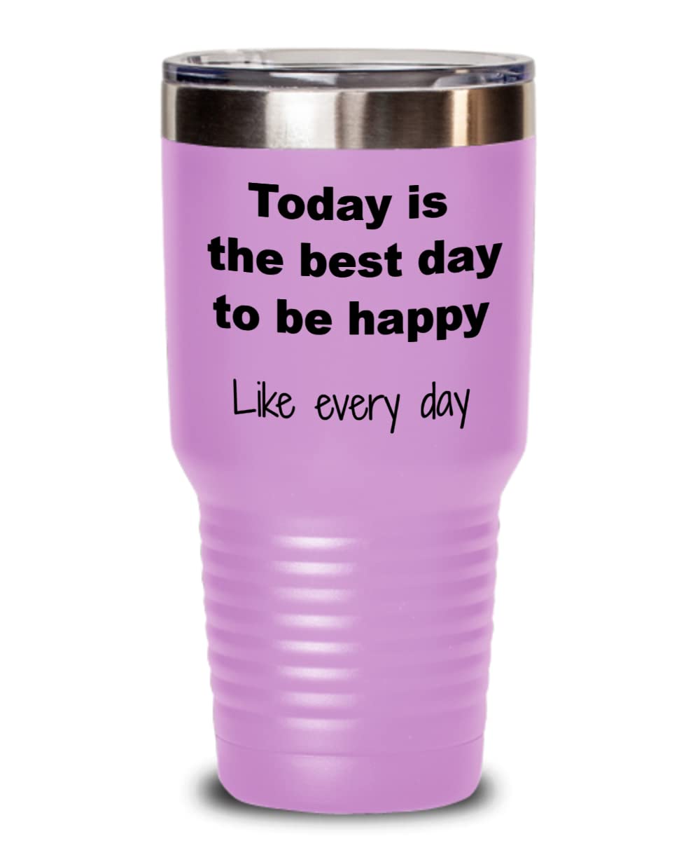 Happy Tumbler - 20oz Insulated Stainless Steel Travel Mug with Lid, Leak-Proof & Temperature Retention - Funny Coffee Cup Gift for Friends, Family, Office, Camping & Road Trips