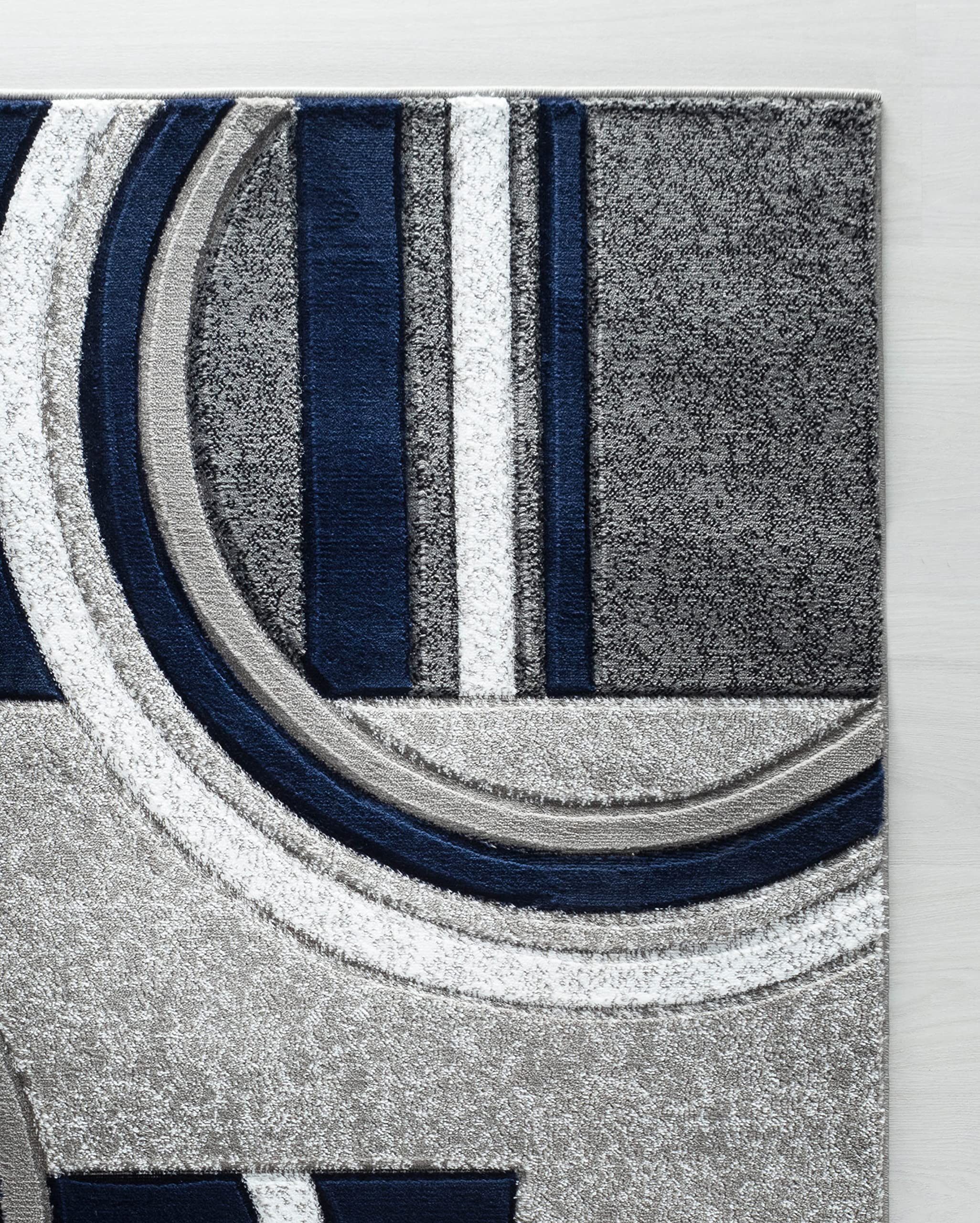 Premium Soft Hand Carved Modern Area Rug - Fluffy Textured Contemporary Floor Carpet for Living Room, Dining Room & Bedroom - Non-Slip Indoor Decor (2x3 Feet, Navy Blue) | Cozy Home Accent for Family Gatherings & Relaxation