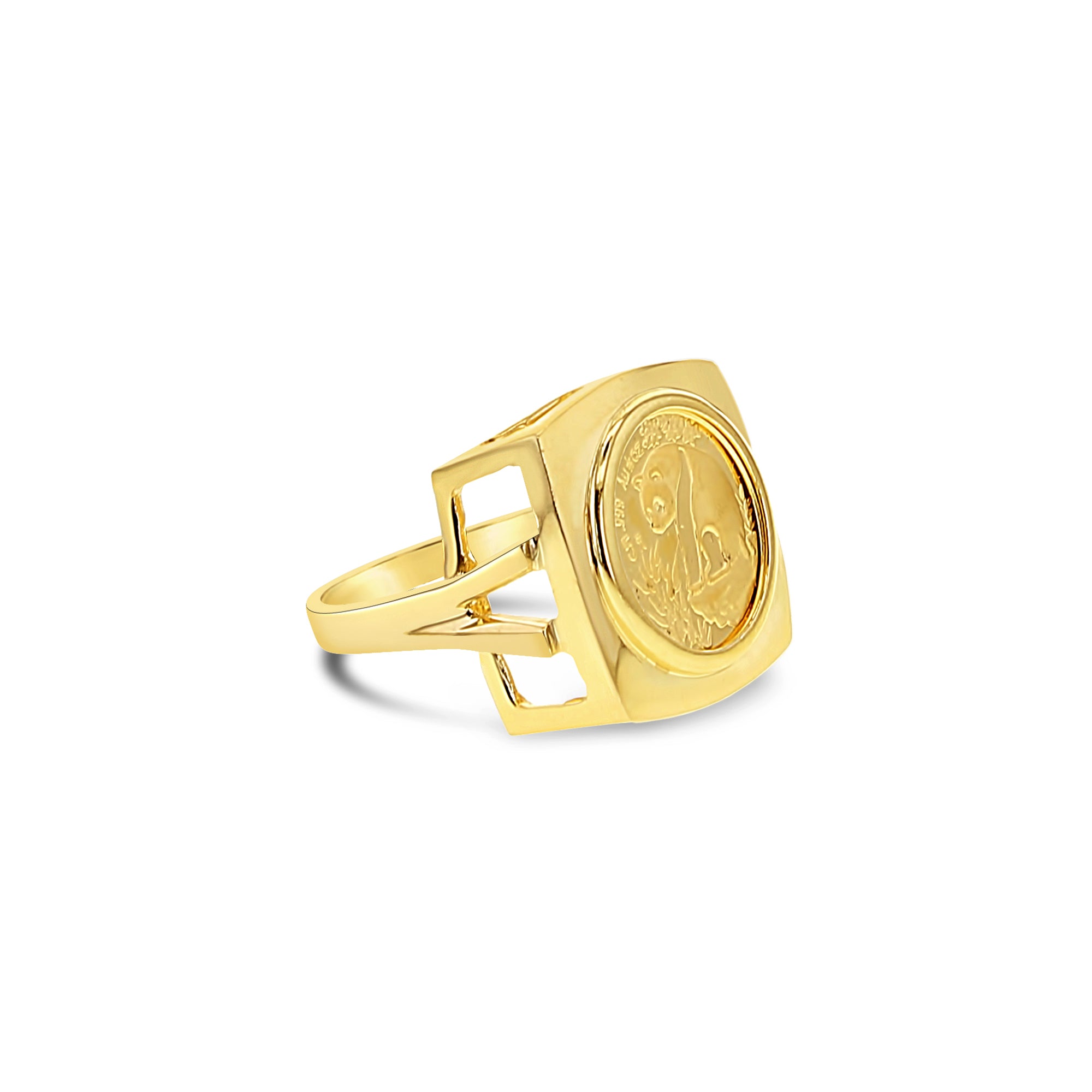 1993 1/20 oz Fine Gold Panda Ring - Square Bezel Design for Collectors & Jewelry Lovers | Perfect for Gifts, Special Occasions & Investment
