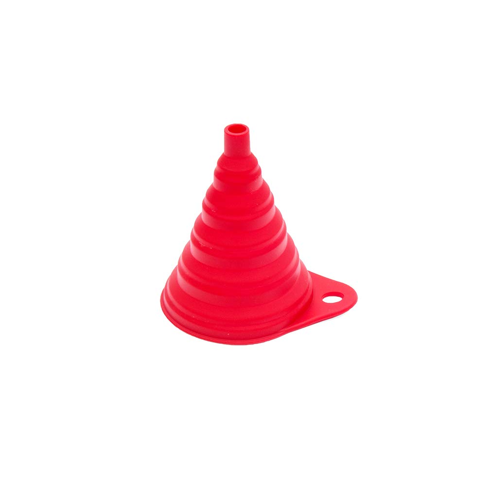 MOTO4U Universal Silicone Collapsible Fuel Funnel - Foldable Oil Funnel for Gas, Diesel, Water & Liquids - Space Saving Design for Car, Motorcycle, Boat & Home Use (Red)