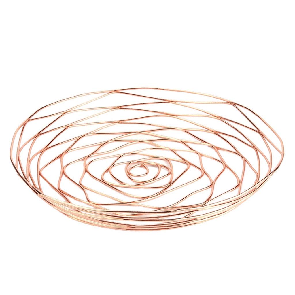Nordic Wrought Iron Fruit Basket - Rose Gold Metal Hollow Storage Basket for Fruits, Bread & Home Decor | Perfect for Kitchen Counter, Dining Table & Farmhouse Style Decor