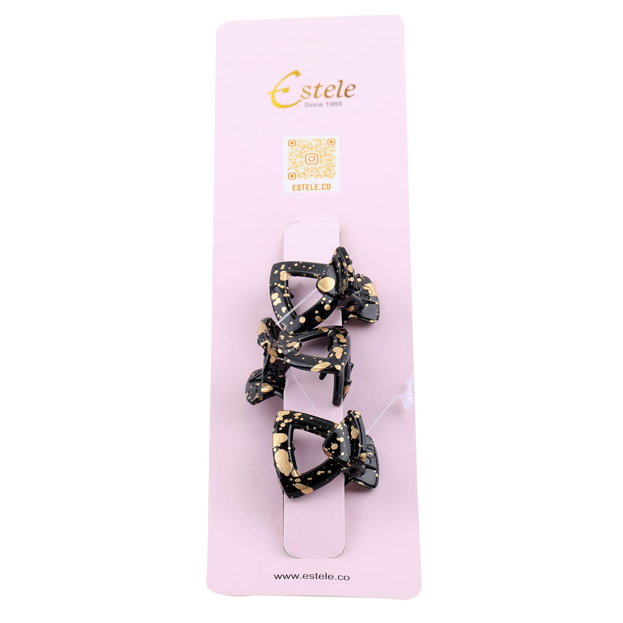 Elegant Black & Gold Dot Plastic Butterfly Hair Clips for Women & Girls - 3 Pack - Perfect for Parties, Weddings & Everyday Hairstyling