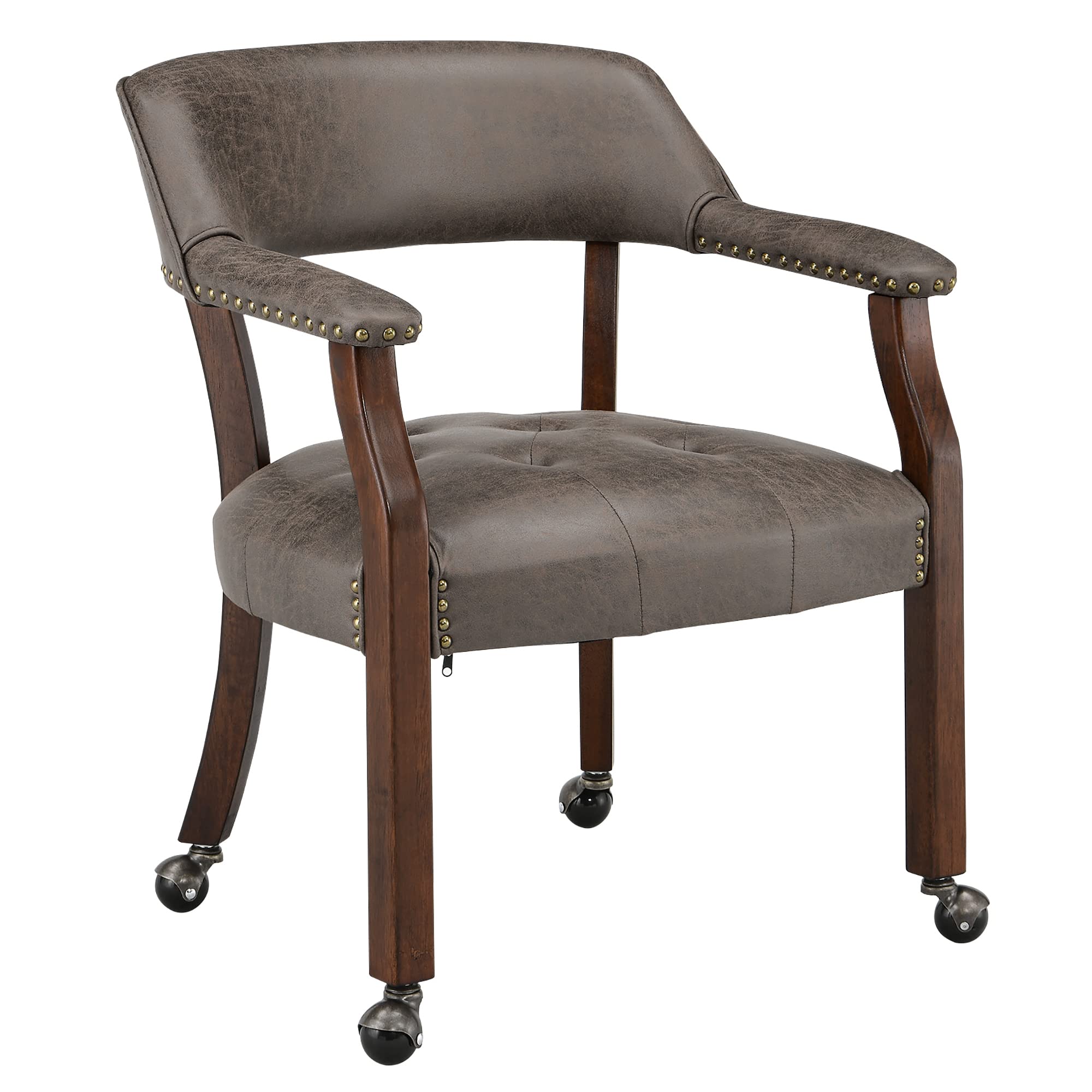 LEEMTORIG Large Rolling Dining Chairs with Casters & Arms - 26