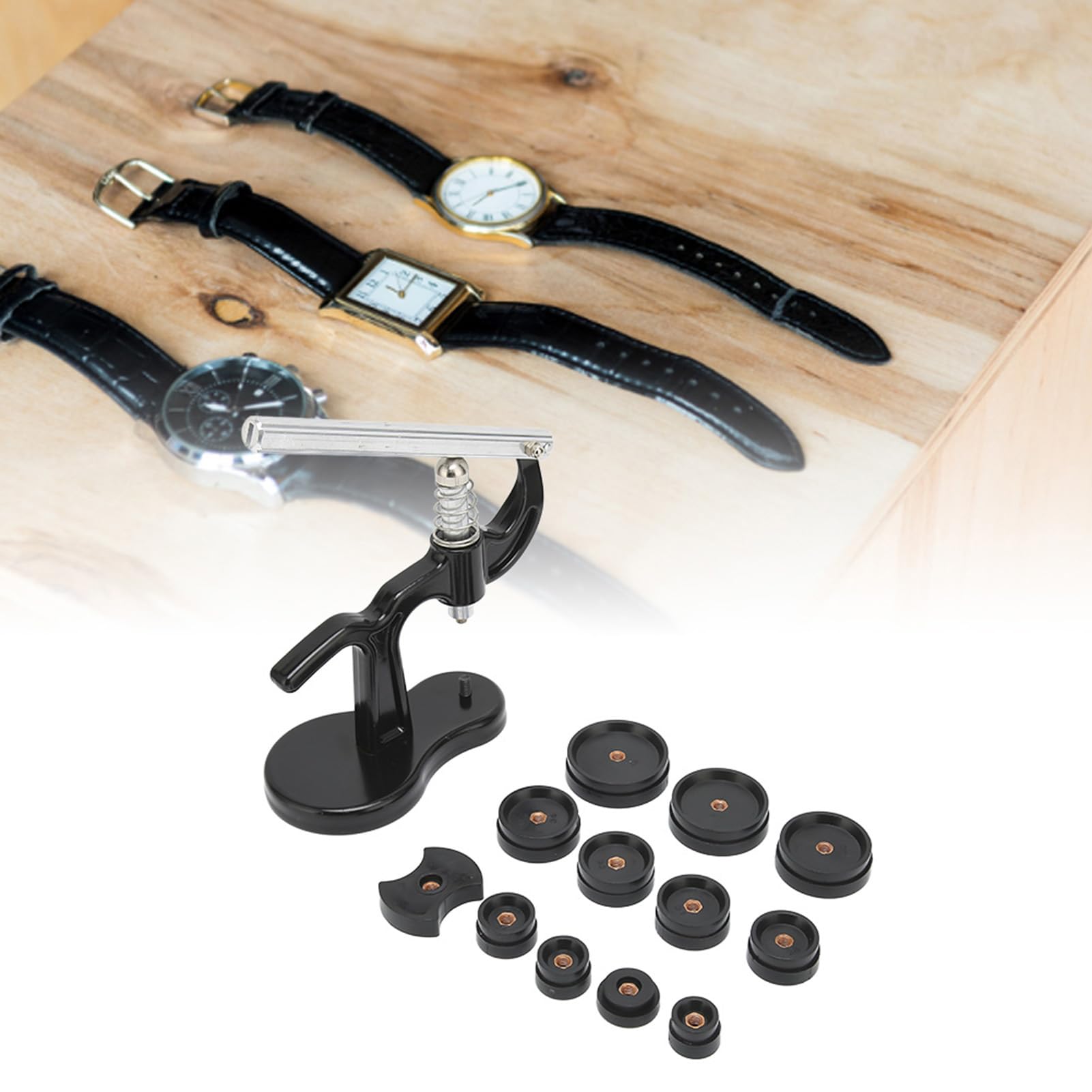 GOTOTOP Watch Press Set with 12 Dies - Professional Watch Back Case Cover Press Closer Tool for Watch Repair & Maintenance | Ideal for Watchmakers, Jewelers & DIY Enthusiasts
