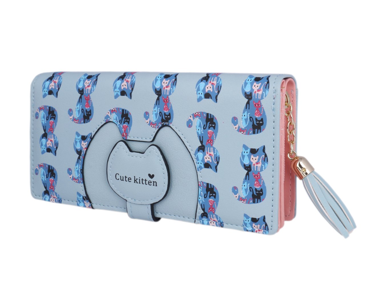 Stylish Women's PU Leather Cat Wallet with Tassel & Zipper - Cute Card Holder Purse for Everyday Use, Gifts & Travel Accessories