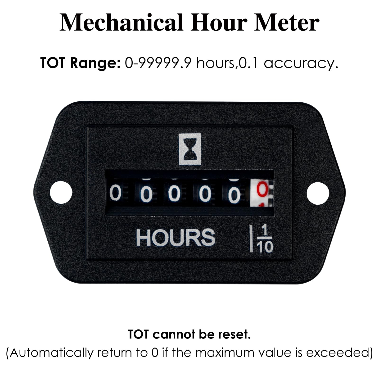 Jayron AC 110V-250V Snap-in Mechanical Hour Meter - Universal Usage for Forklifts, Golf Carts, Generators, ATVs, Lawn Mowers & Floor Care Equipment - Track Engine Hours & Maintenance Intervals
