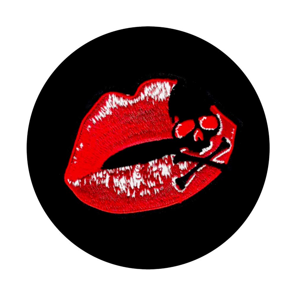 Red Kiss Lips Skull Crossbones Skeleton Death Skull PopSocket - Phone & Tablet Grip Stand for Horror Fans | Perfect for Halloween, Gothic Decor & Phone Protection