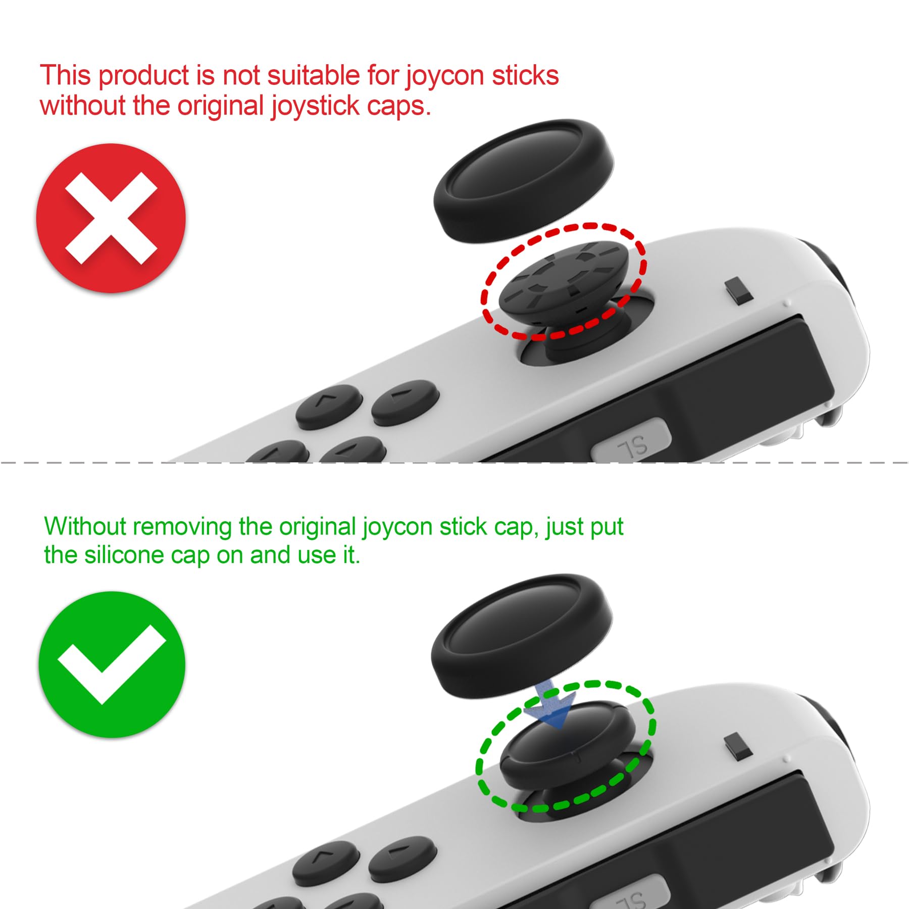eXtremeRate PlayVital Silicone Joystick Caps for Nintendo Switch, Switch Lite & Switch OLED - Comfortable Thumb Grip Covers (Airforce Blue) - Perfect for Gaming, Travel & Long Play Sessions