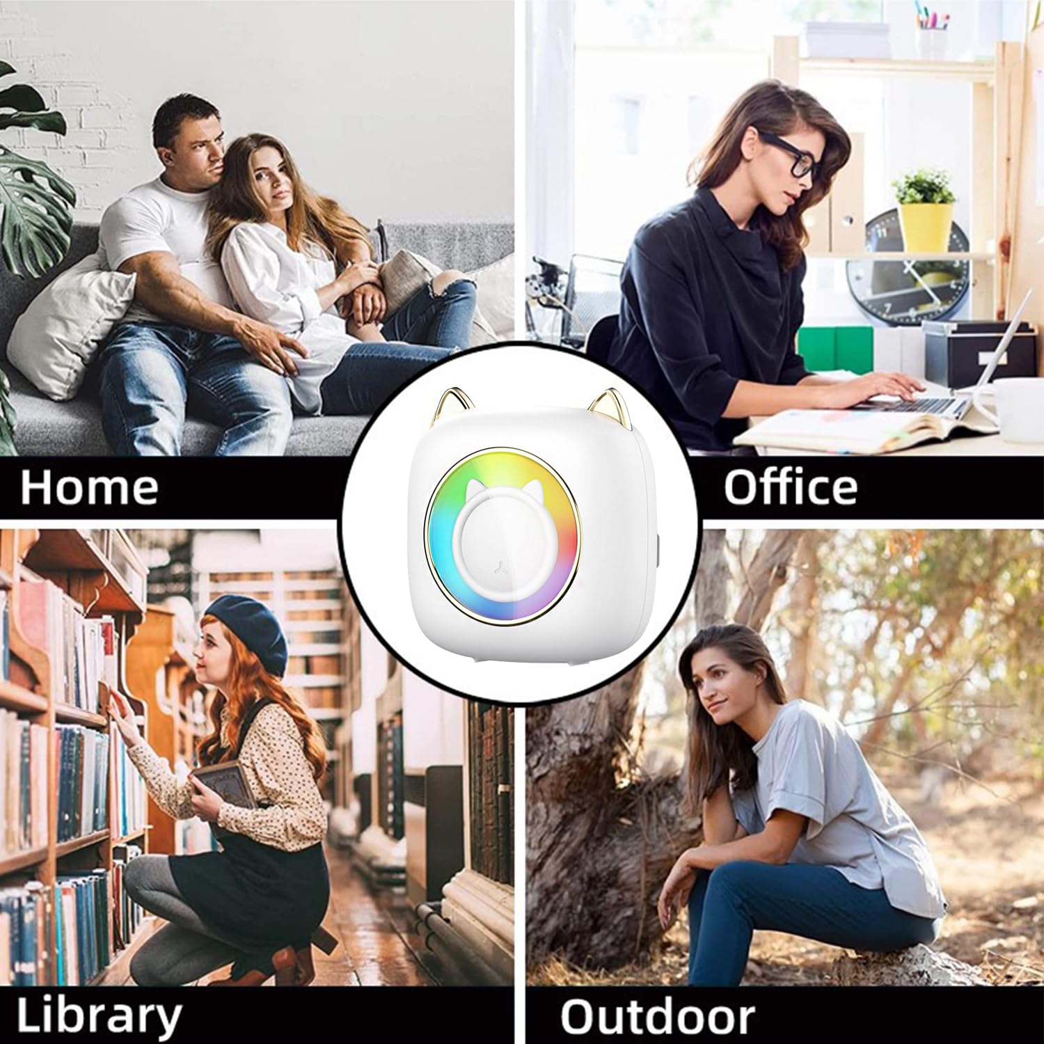 Supfoto Mini Thermal Label Printer with LED Light - Portable Sticker Maker for iOS & Android - Print Study Notes, Photos & DIY Stickers - Perfect for Christmas Gifts, Birthday Presents & School Projects (White)