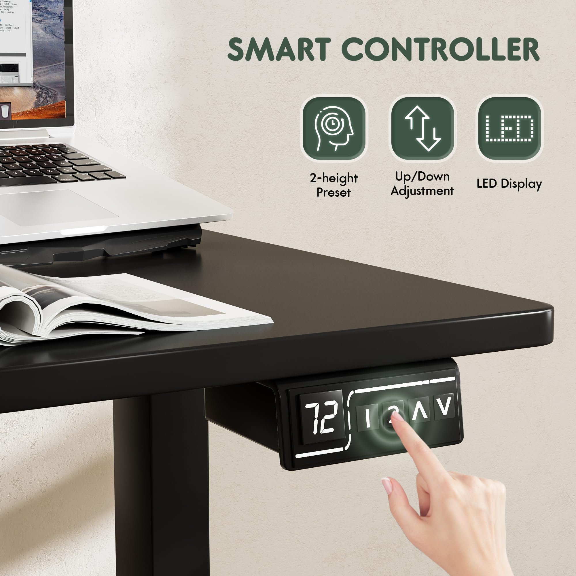 Furmax Electric L-Shaped Standing Desk 63 x 55 Inch - Adjustable Height Corner Computer Workstation with Memory Presets, Ergonomic Home Office Desk (Black) | Perfect for Small Spaces, Remote Work & Gaming Setup