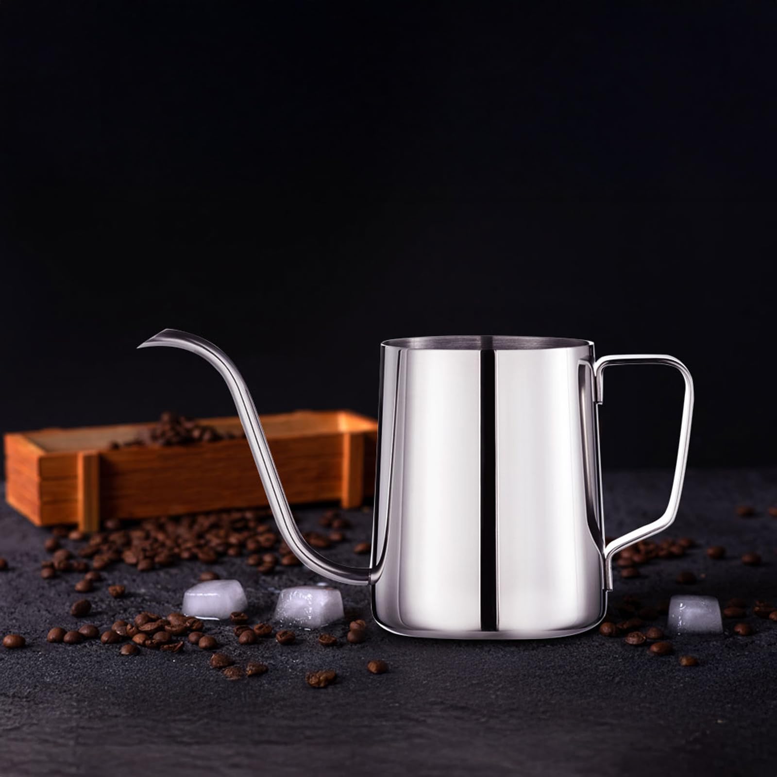 Premium Stainless Steel Gooseneck Pour Over Kettle - 12oz Camping Coffee Pot with Hanging Ear & Narrow Spout for Precise Pouring | Perfect for Specialty Coffee, Tea Brewing, Outdoor Travel & Home Barista Use