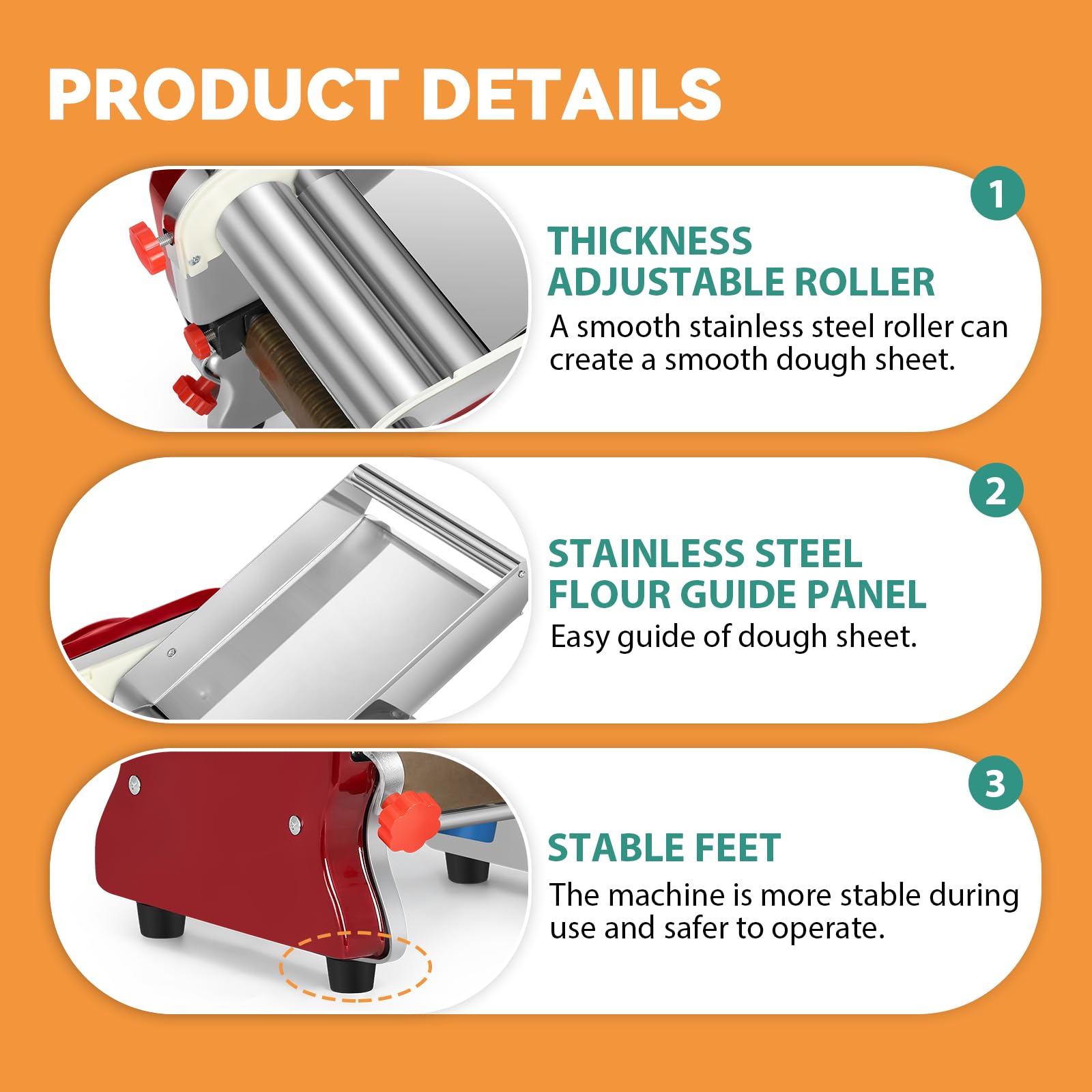 Commercial Electric Pasta Maker Machine - 550W Heavy Duty Automatic Noodle & Dough Press with 2mm/6mm Dual Blades - Stainless Steel Pasta Roller for Italian Cuisine, Home Kitchen & Restaurant Use