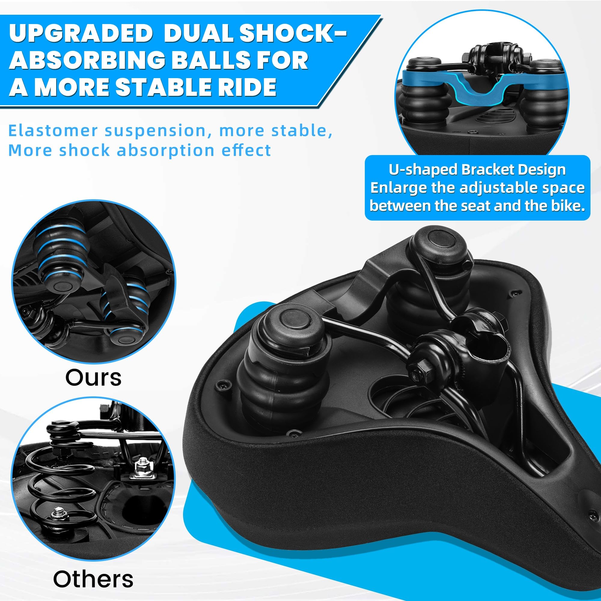 **Extra Wide Comfortable Gel Bike Seat for Men & Women - Oversized Bicycle Saddle Cushion with Soft Padding - Perfect Replacement for Peloton, Exercise, Mountain, Cruiser & City Bikes - Ideal for Long Rides & Indoor Cycling**