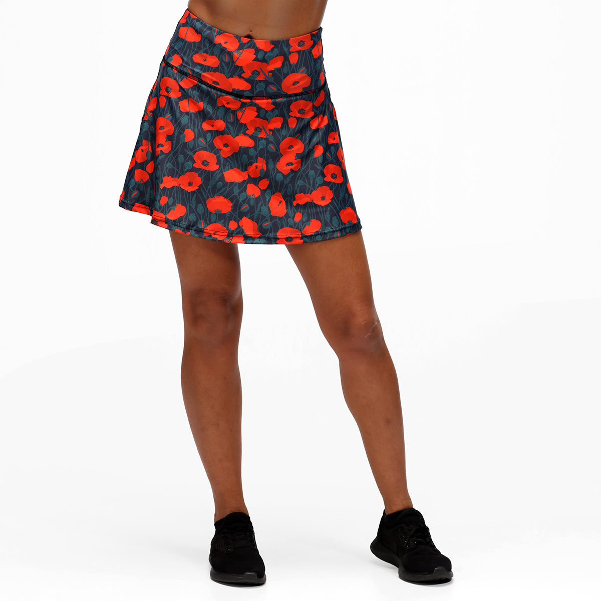 Poppy Field Skort - Floral Print Tennis Skirt with Built-in Shorts for Women | Perfect for Tennis, Golf, Running & Casual Wear