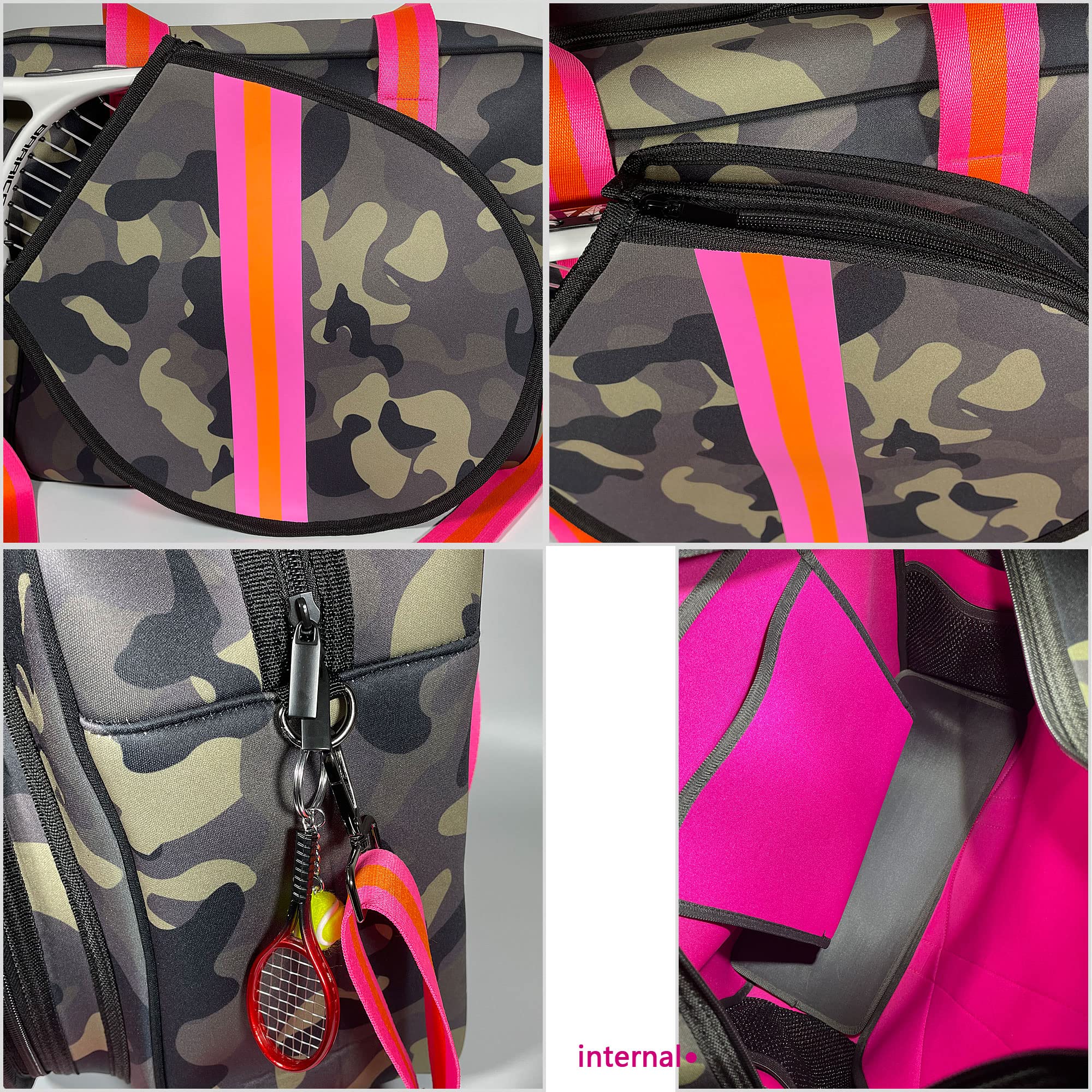 **Waterproof Neoprene Tennis Sports Bag for Men & Women – High Capacity Soft Shoulder Bag with Tennis Pendant – Perfect for Gym, Beach, Travel & Daily Use**