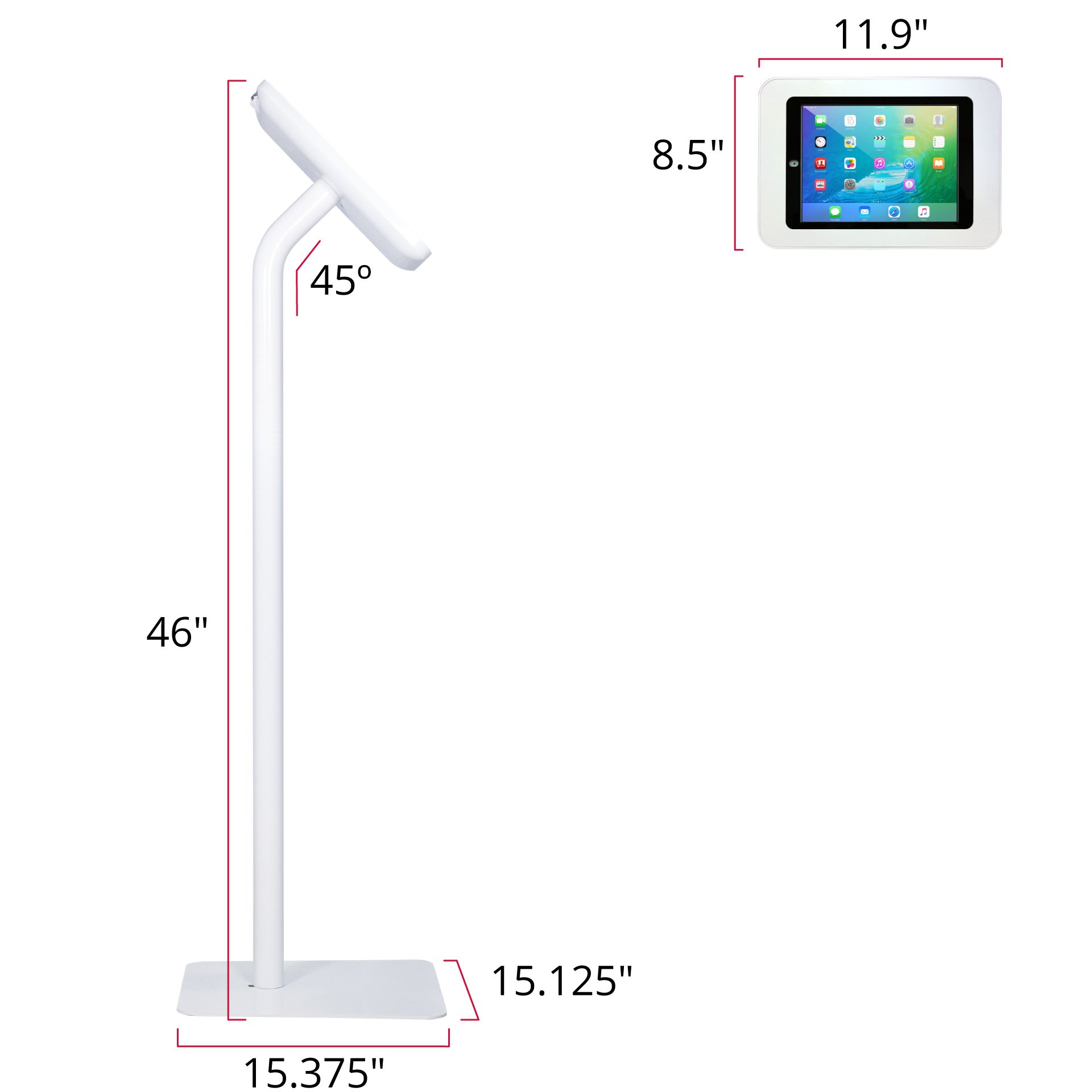 The Joy Factory Elevate II iPad Floor Stand Kiosk - Adjustable Height & Secure Mount for iPad Pro/Air/Mini, White (KAA111W) | Perfect for Retail Stores, Restaurants & Interactive Displays