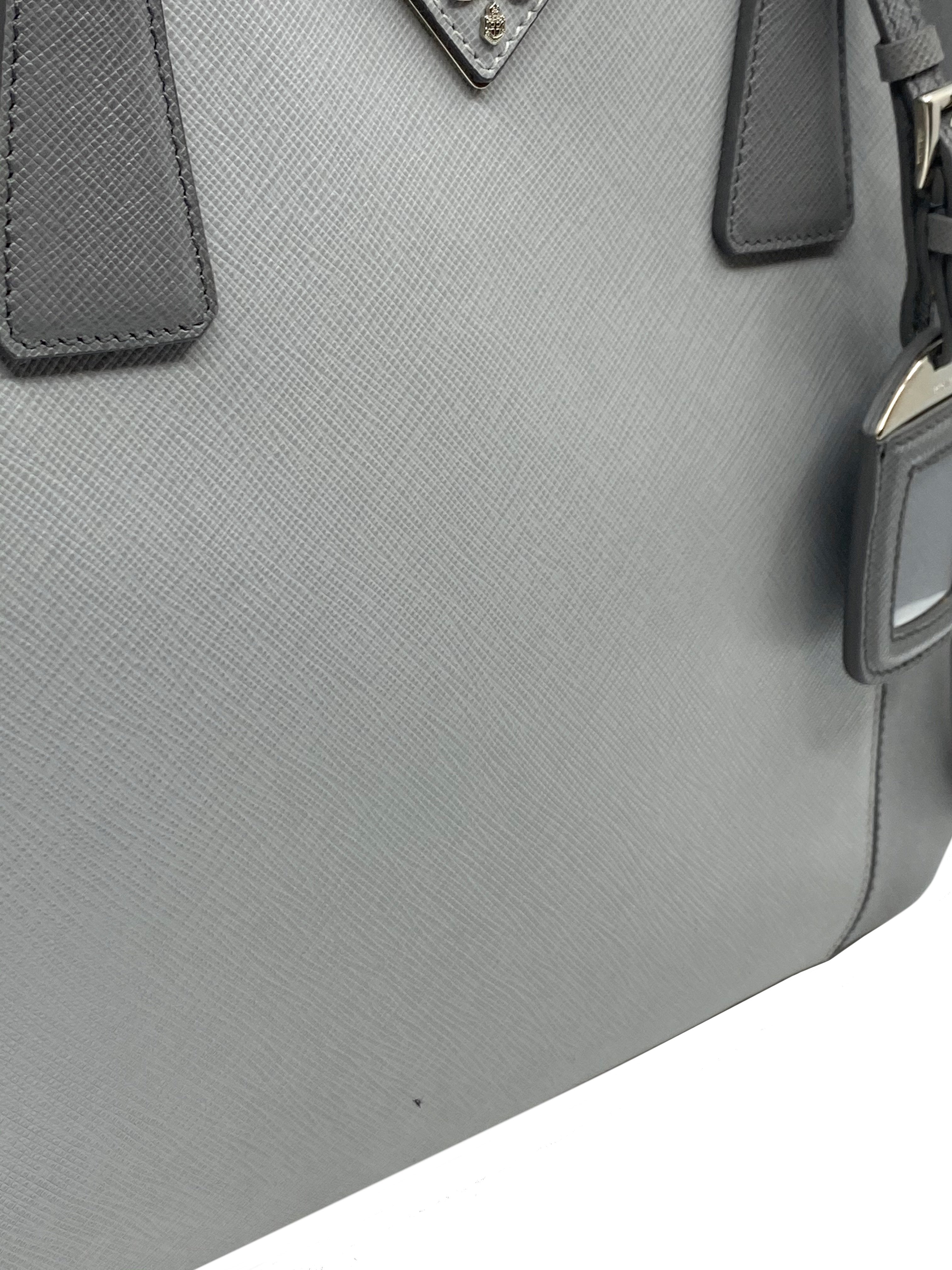 Prada Saffiano Leather Double Zip Tote Bag for Women | Luxury Two-Tone Handbag | Perfect for Work, Travel & Everyday Use
