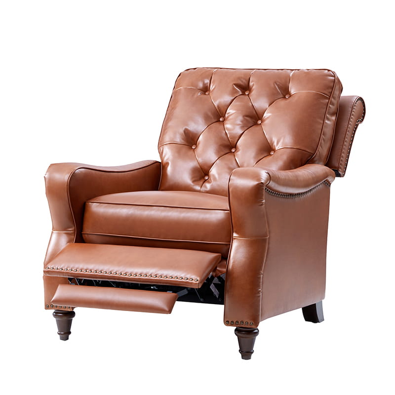 Myria Genuine Leather Nailhead Recliner Chair - Modern Living Room Furniture with Tufted Back and Padded Armrests | Perfect for Home Theater, Gaming, and Relaxation