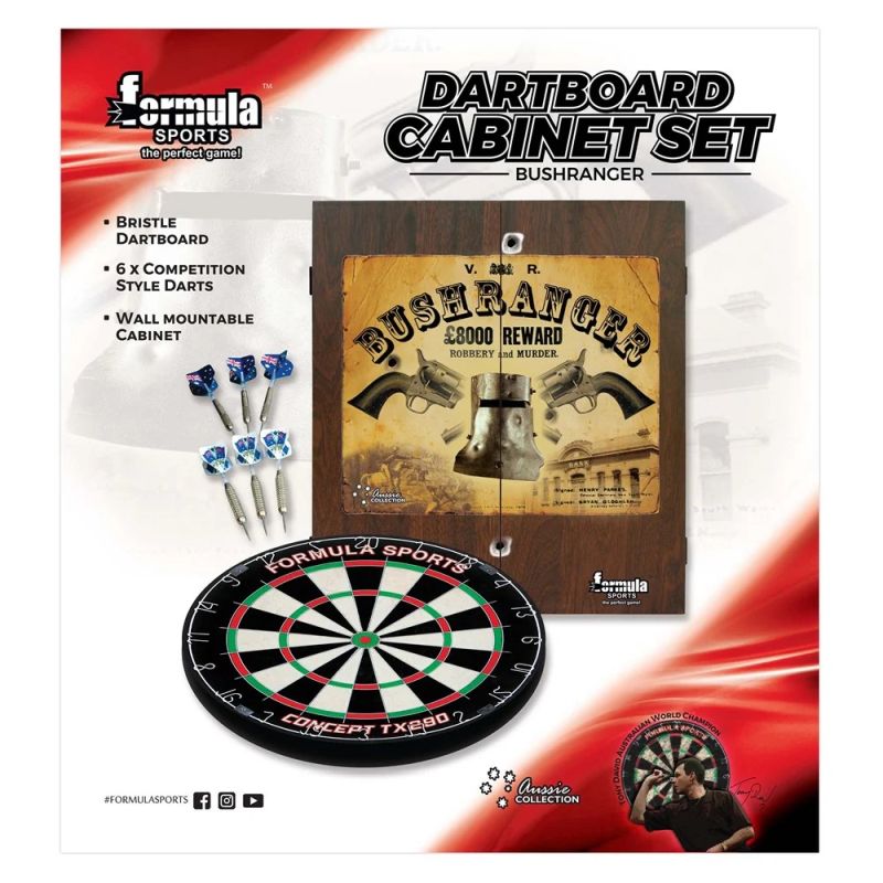 Bushranger Dartboard Cabinet Set with Darts & Accessories - Professional Dartboard Cabinet for Home, Bar, or Game Room - Perfect for Parties & Family Fun