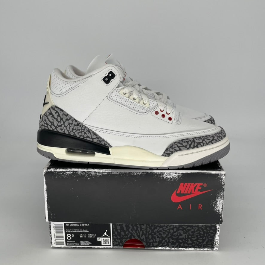 Original Air Jordan 3 White Cement Reimagined Retro Sneakers - Men's Size 8.5 / Women's Size 10W (DN3707-100) - Perfect for Basketball, Streetwear & Sneaker Collectors