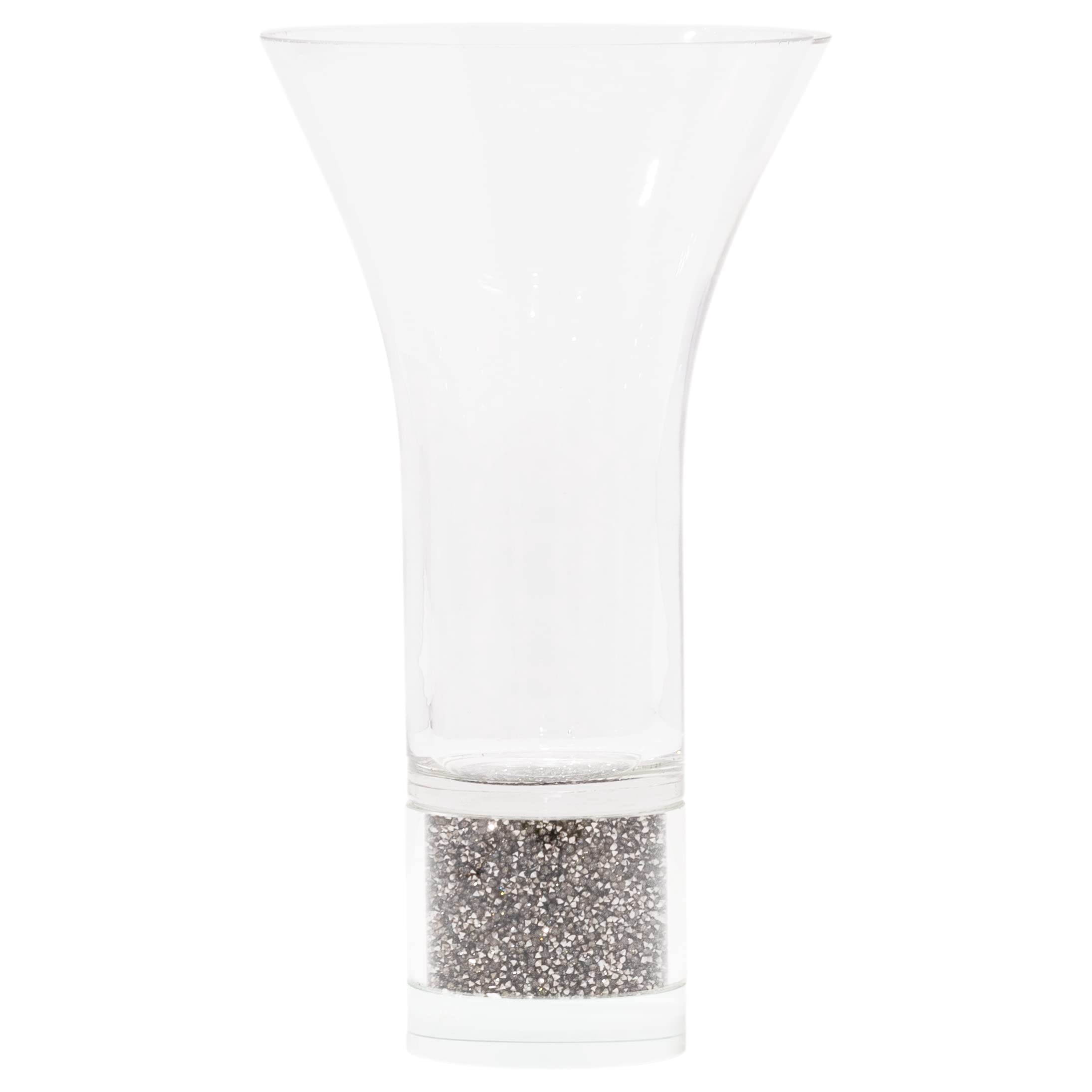 Sparkling Rhinestone Glass Vase - 6x11 Inches Elegant Flower Bouquet Holder for Candles, Centerpiece Decor, Wedding & Home Decor - Gift Box Included