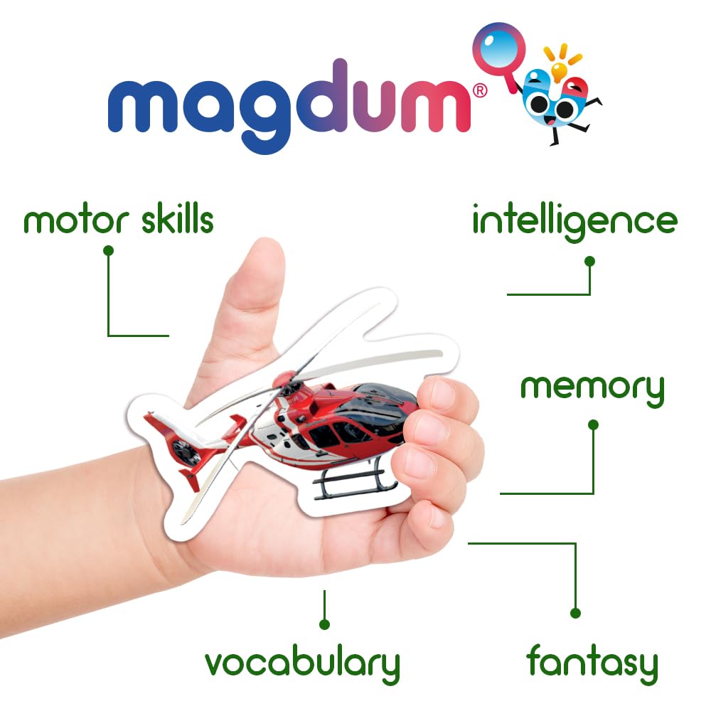 Magdum 58-Piece Large Fridge Magnets Set for Kids - Transportation & Professions Theme - Educational Magnetic Games for Children - Perfect for Learning, Playrooms & Travel Activities