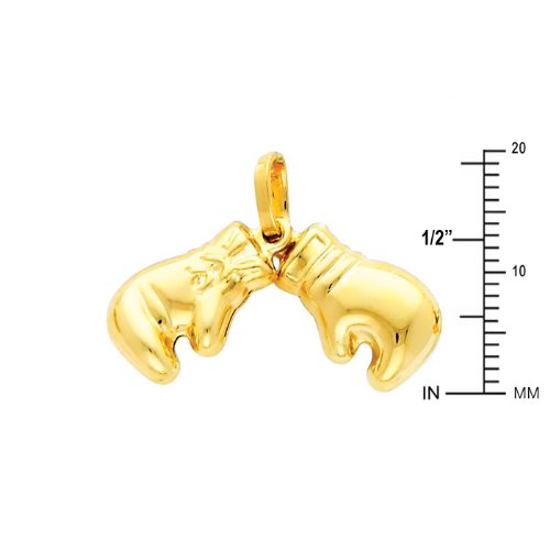 14K Yellow Gold Double Boxing Glove Charm Pendant - Dainty Jewelry Gift for Boxers, Fighters & Sports Lovers - Perfect for Boxing Gyms, Training & Competition Events