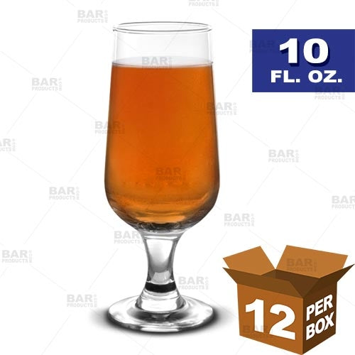 BarConic® 10 oz Footed Beer Glasses - Set of 12 - Premium Glassware for Beer Tasting, Home Bars & Parties - Perfect for Lager, Ale & Craft Beer Enthusiasts