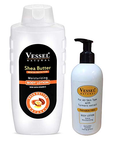 GIFTMOOR Shea Butter & Turmeric Body Lotion with Vitamin E - Ultra Moisturizing for Dry Skin, Winter Protection - Pack of 2 (650ml + 300ml) - Perfect for Daily Hydration & Cold Weather Skincare Routine