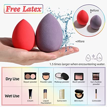 Premium Zirak Makeup Sponge Set - 7 Pcs Beauty Blender & Puff Kit with Travel Bottle | Soft Cosmetic Sponges for Foundation, Concealer & Powder Application | Perfect for Professional Makeup & Travel Essentials