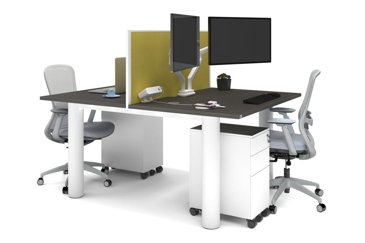 Quadro Cylinder Leg 2-Person Office Workstation Desk - 1400L x 800W with Cable Management - Perfect for Collaborative Workspaces & Modern Offices